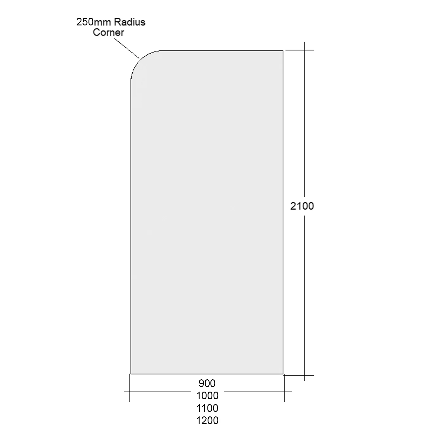 10mm Frameless Curved Fluted Shower Screen Fixed Panel - Image 3