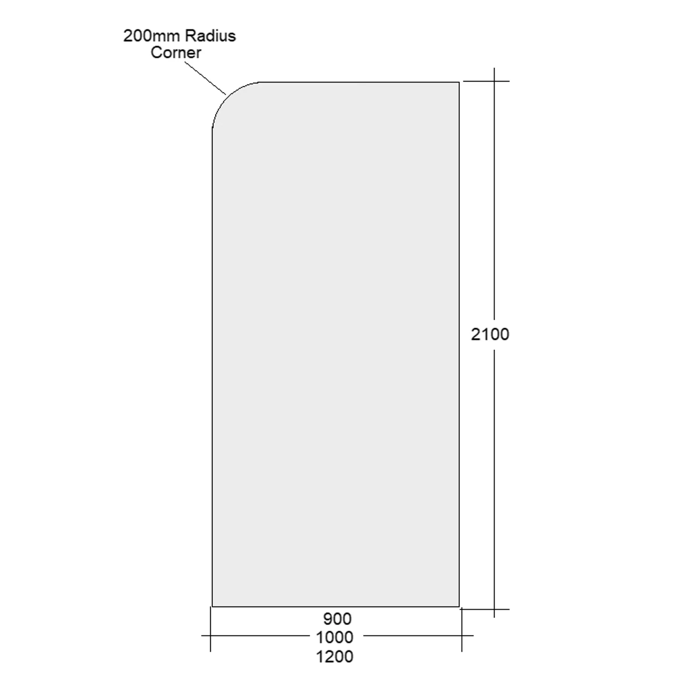 10mm Frameless Curved Radius Corner Shower Screen Fixed Panel - Image 3