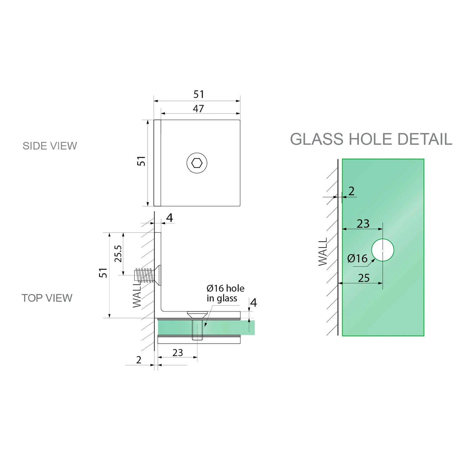 10mm Shower Screen Glass to Wall 90 Degree Offset Bracket - Image 10