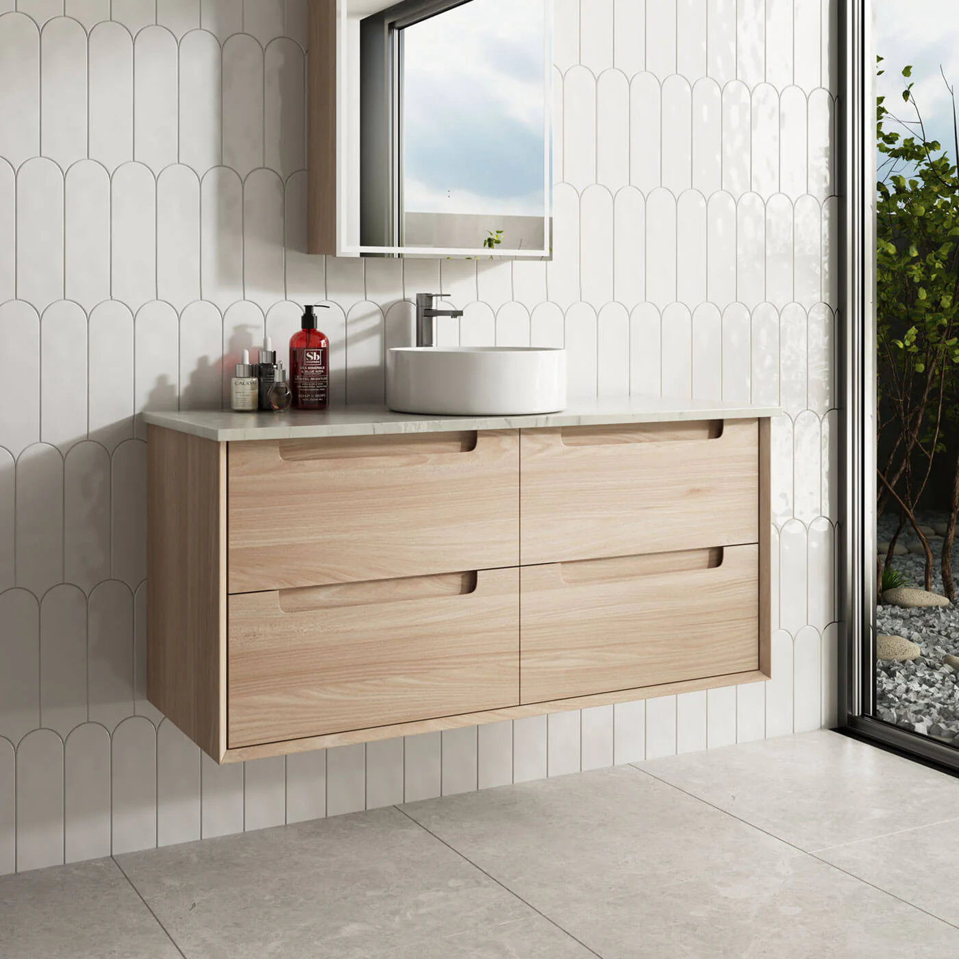 Ainsley Timber Grain Wall Hung Vanity