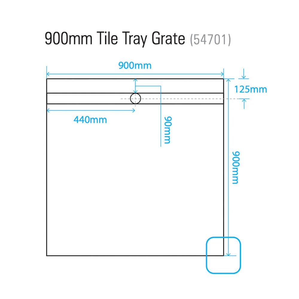 Akril Torbex Tile Over Shower Tray Grate/Outlet 900-1200mm - Image 4