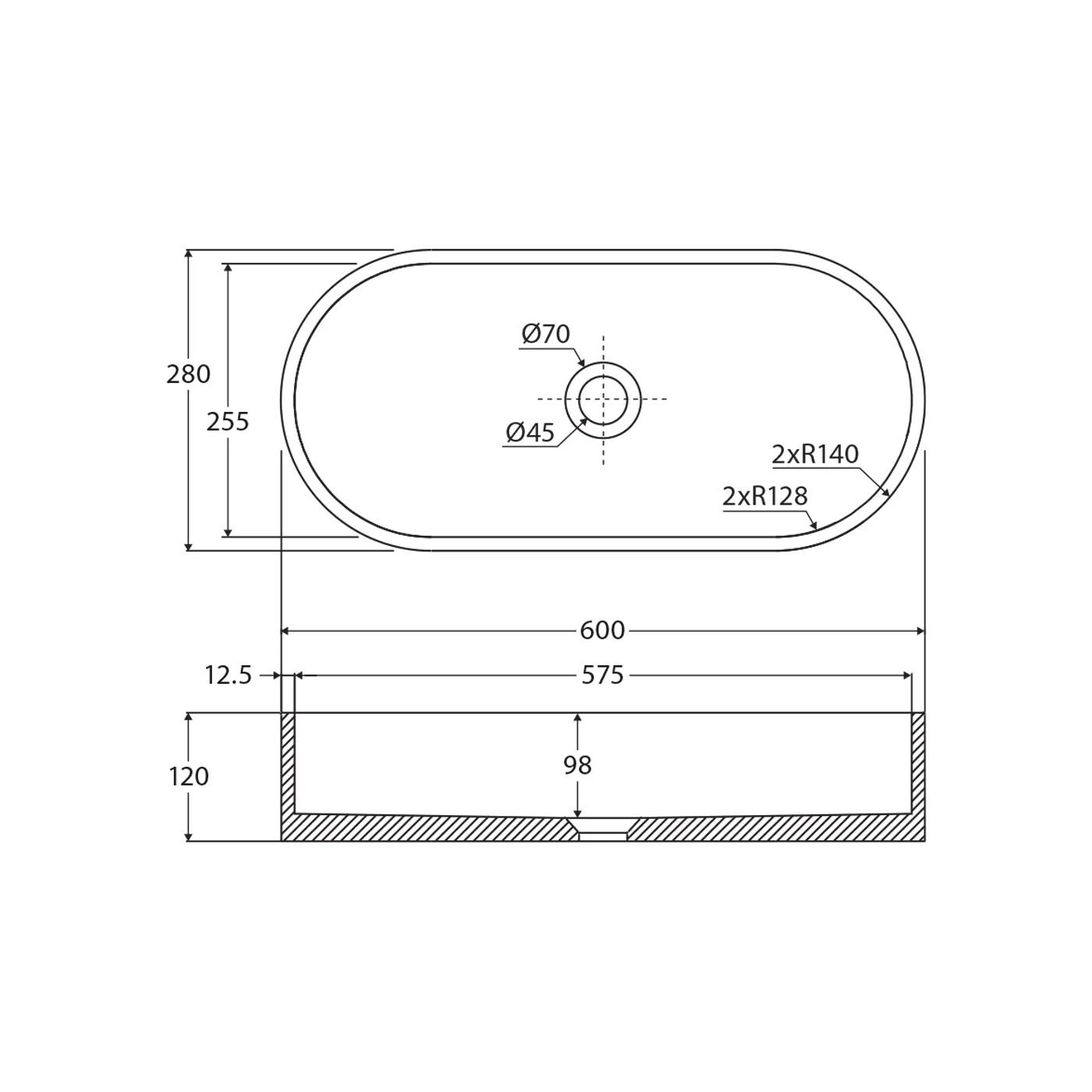 Jada Pill Concrete Above Counter Basin 600x280mm - Image 7