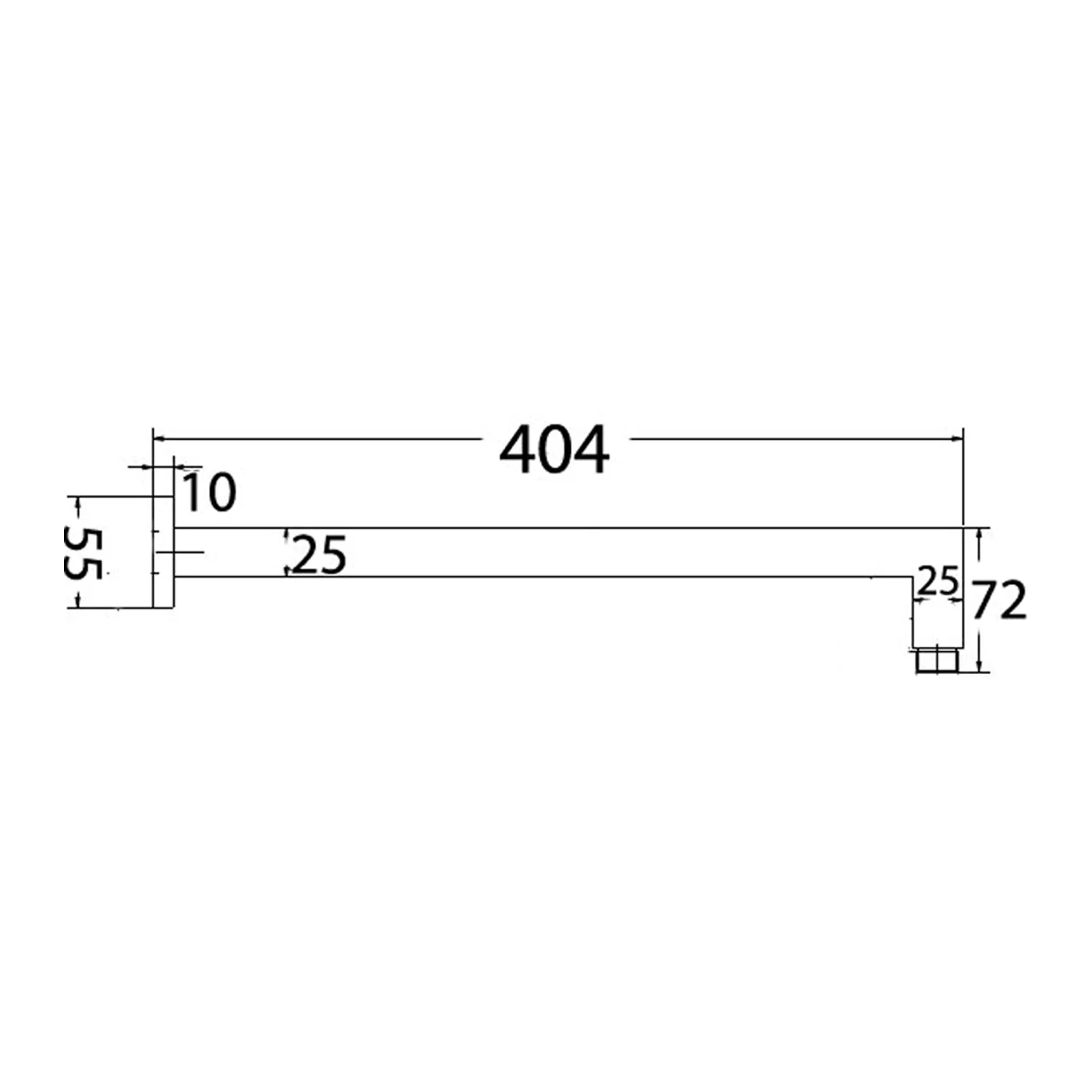Alice Square Horizontal Shower Arm 404mm - Image 6