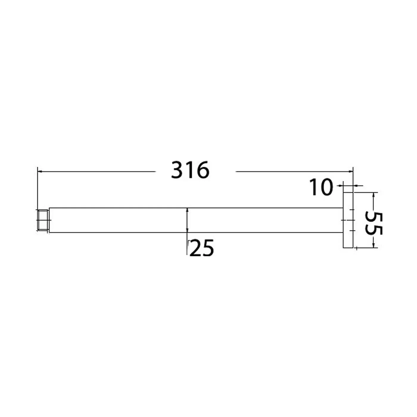 Alice Square Vertical Shower Ceiling Arm 316mm - Image 6