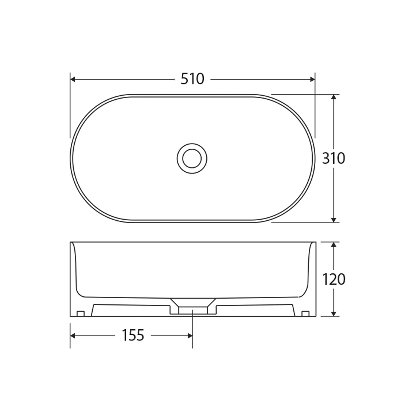 Aluca Pill Above Counter Basin 510x310mm - Image 4
