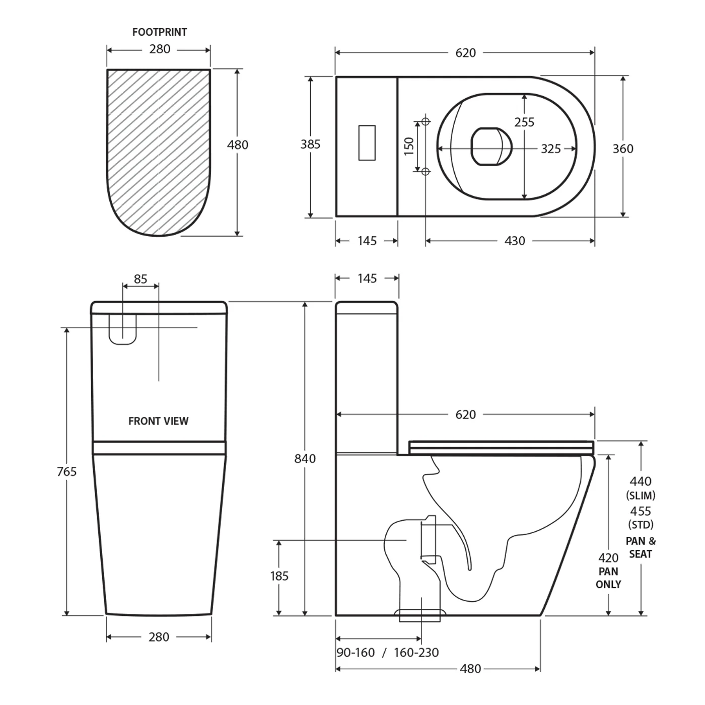 Aluca Rimless Tornado Flush Back to Wall Toilet - Image 5