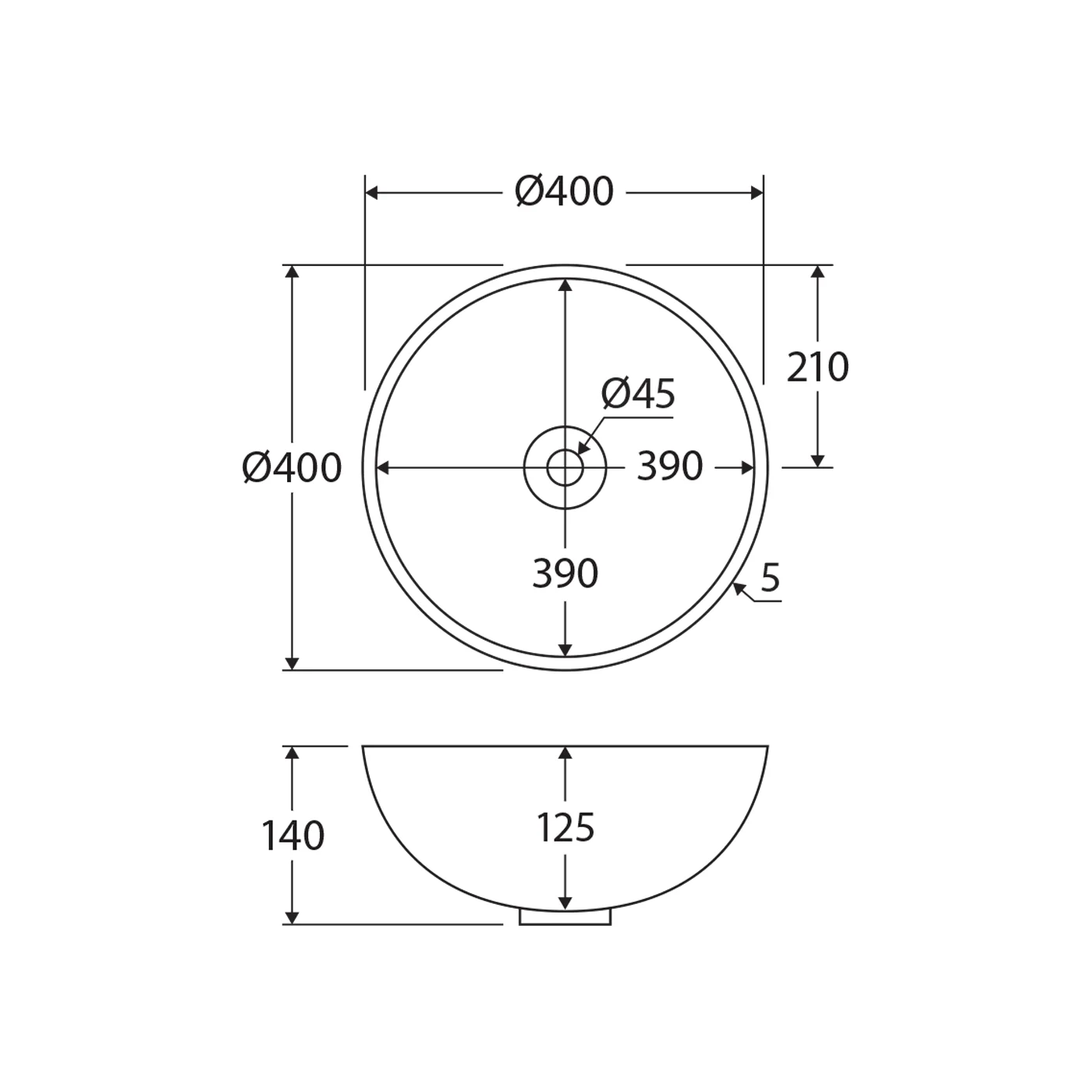 Aluca Round Above Counter Basin 400mm - Image 7
