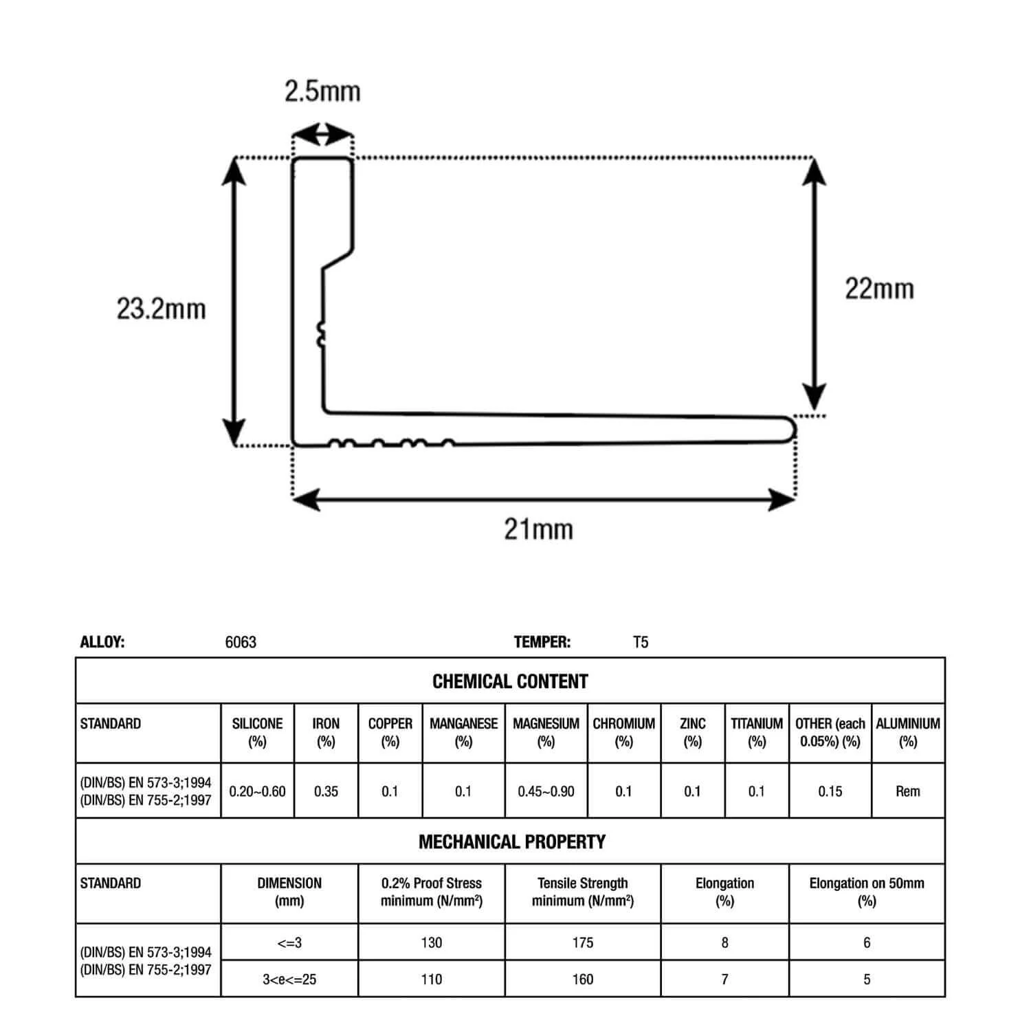 Aluminium L-Shape Tile Trim Angle 3m - Image 10