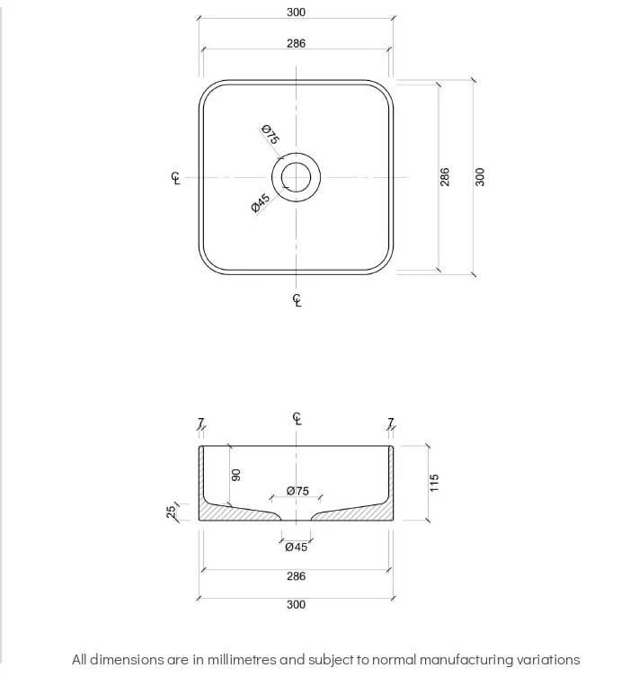 Amaroo Mini Square Ceramic Basin 300mm - Image 3