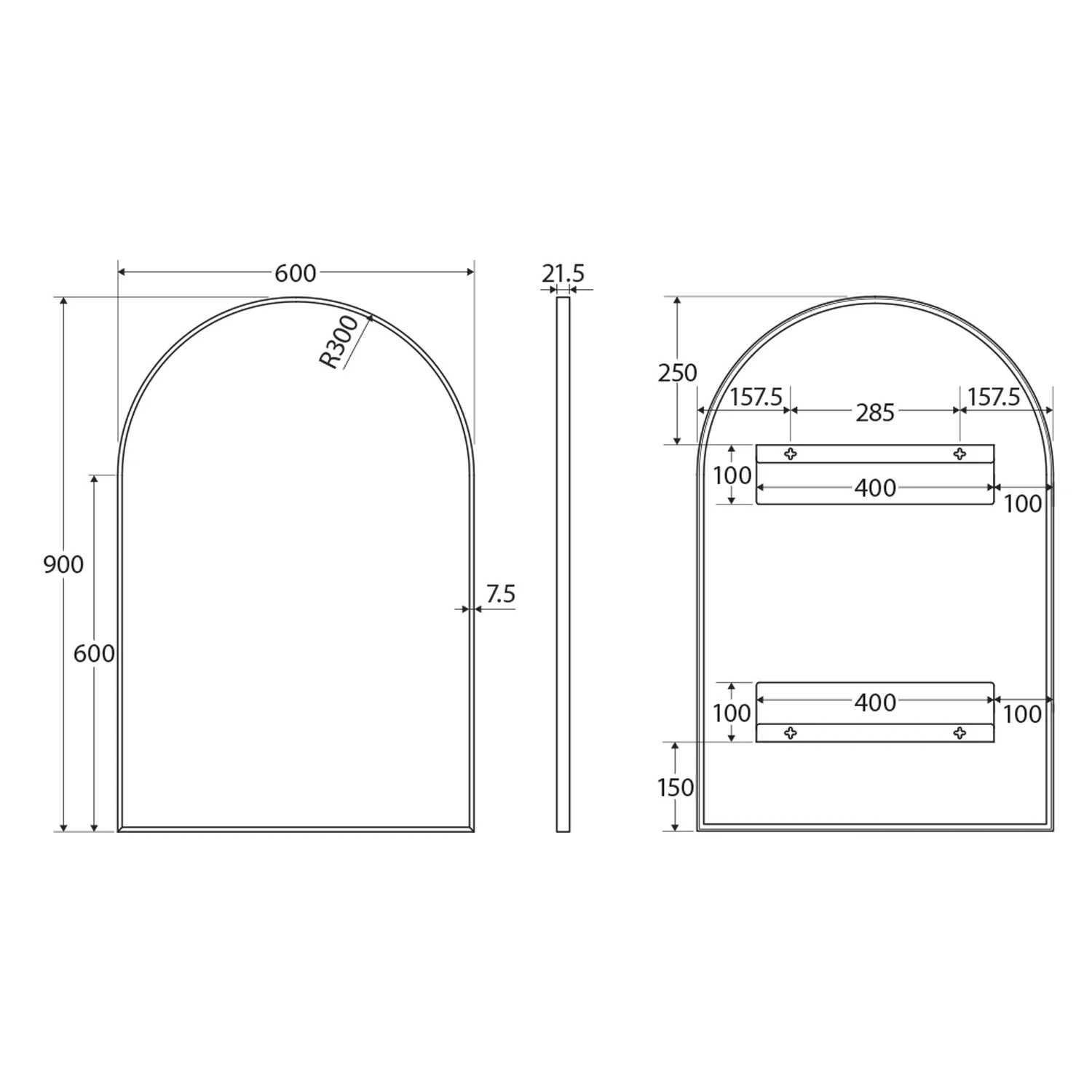 Arched Framed Glass Mirror 600x900mm - Image 8