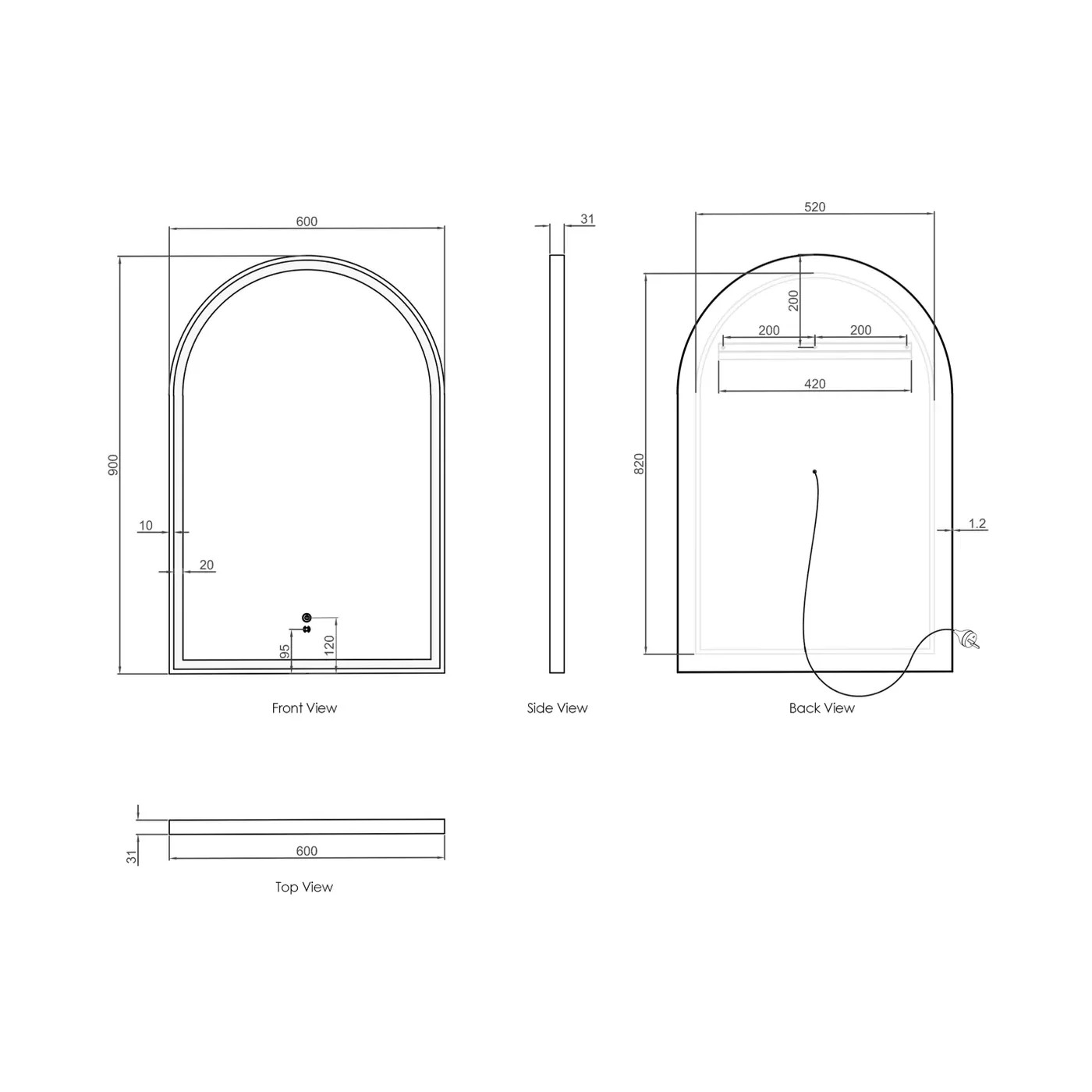 Archie LED Framed Bathroom Mirror 600x900mm - Image 4