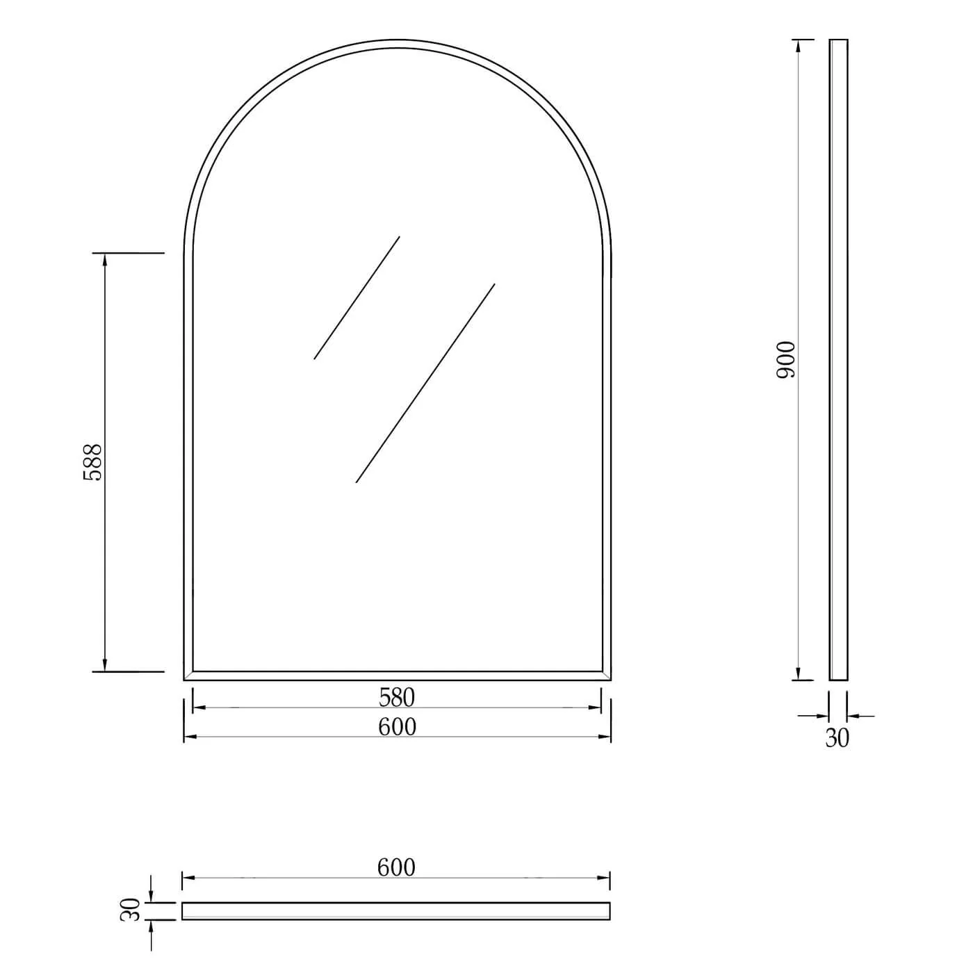 Archie Metal Frame Arched Mirror 900x600mm - Image 4