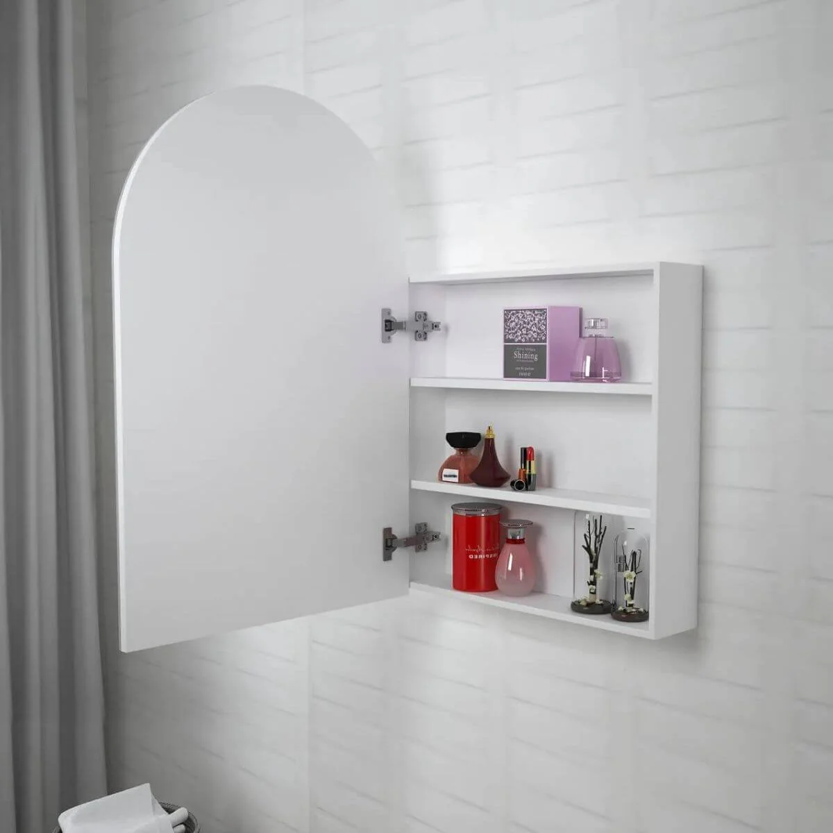 Archie Mirror Shaving Cabinet Arched 900x600mm - Image 4