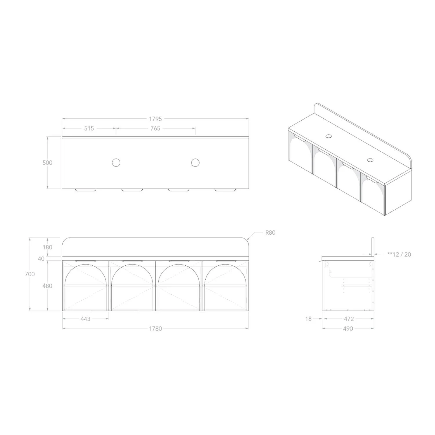 Archie V-Groove Wall Hung Vanity - Image 30
