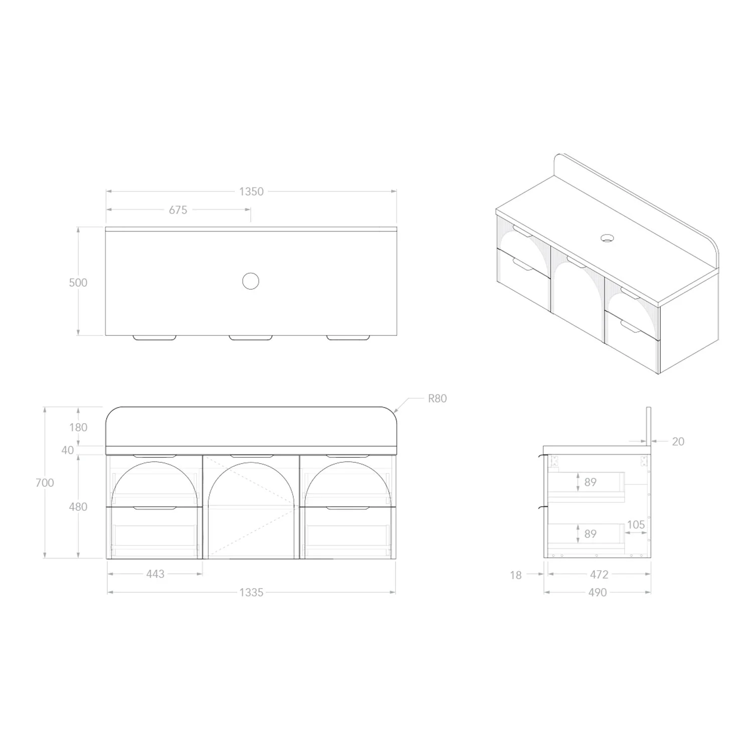 Archie V-Groove Wall Hung Vanity - Image 6