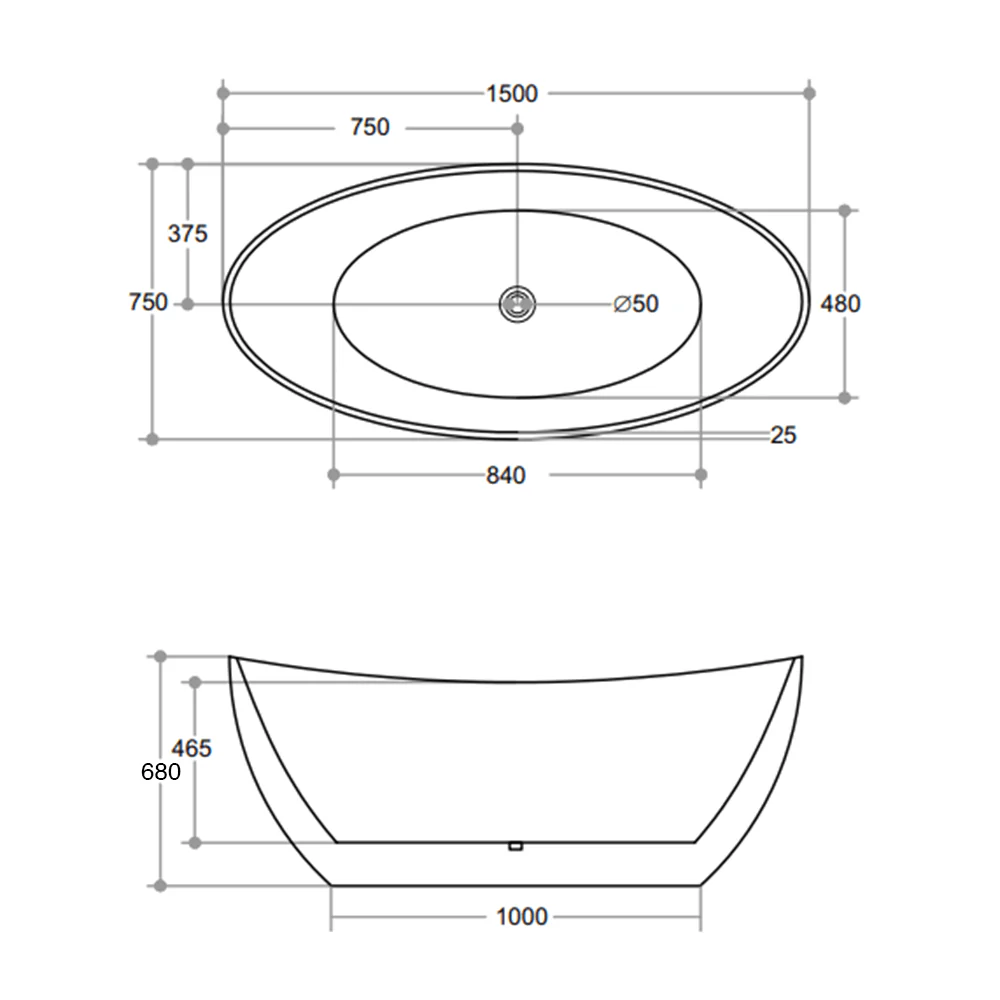 Ash Freestanding Bathtub High Back - Image 6