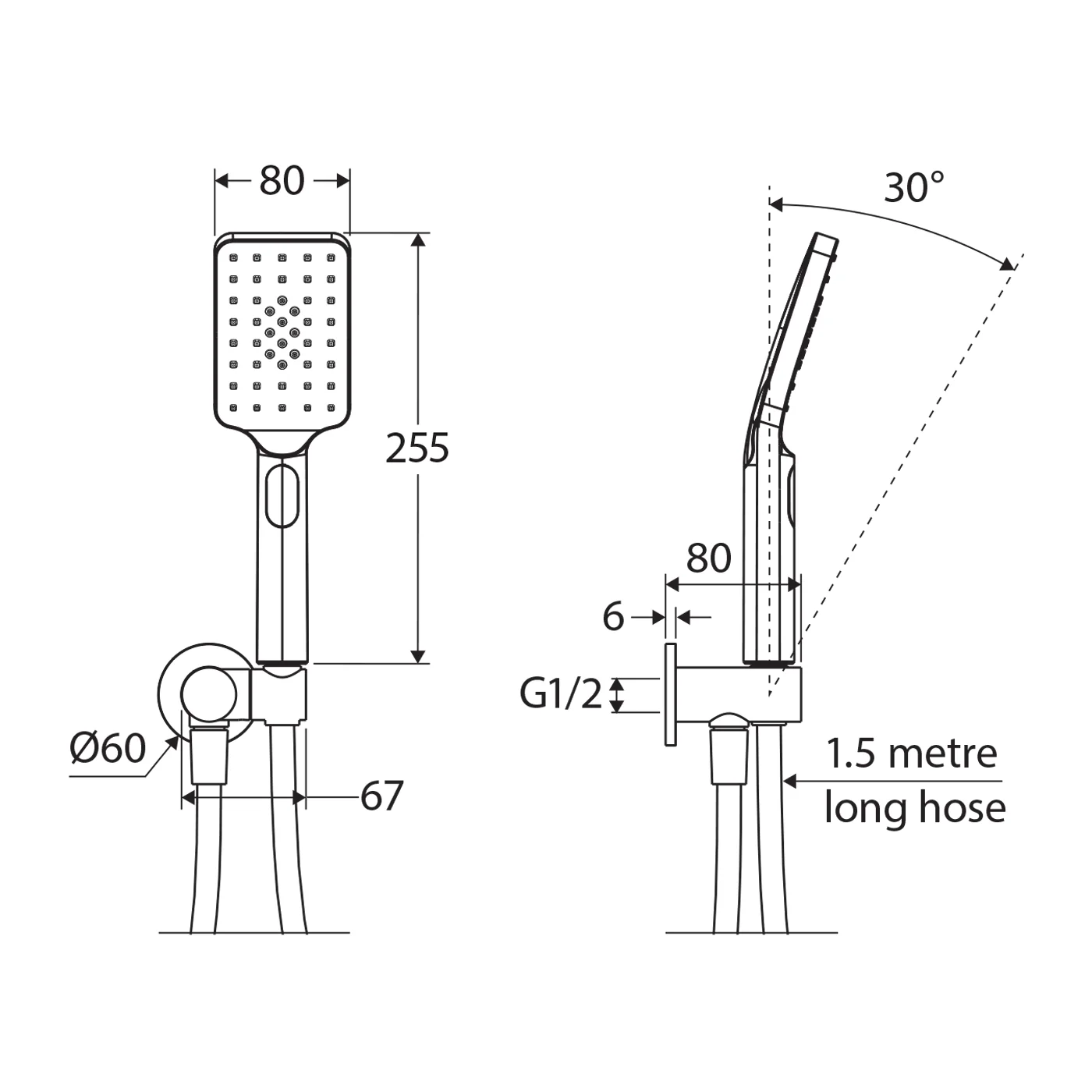 Avis Soft Square Shower Handset - Image 2