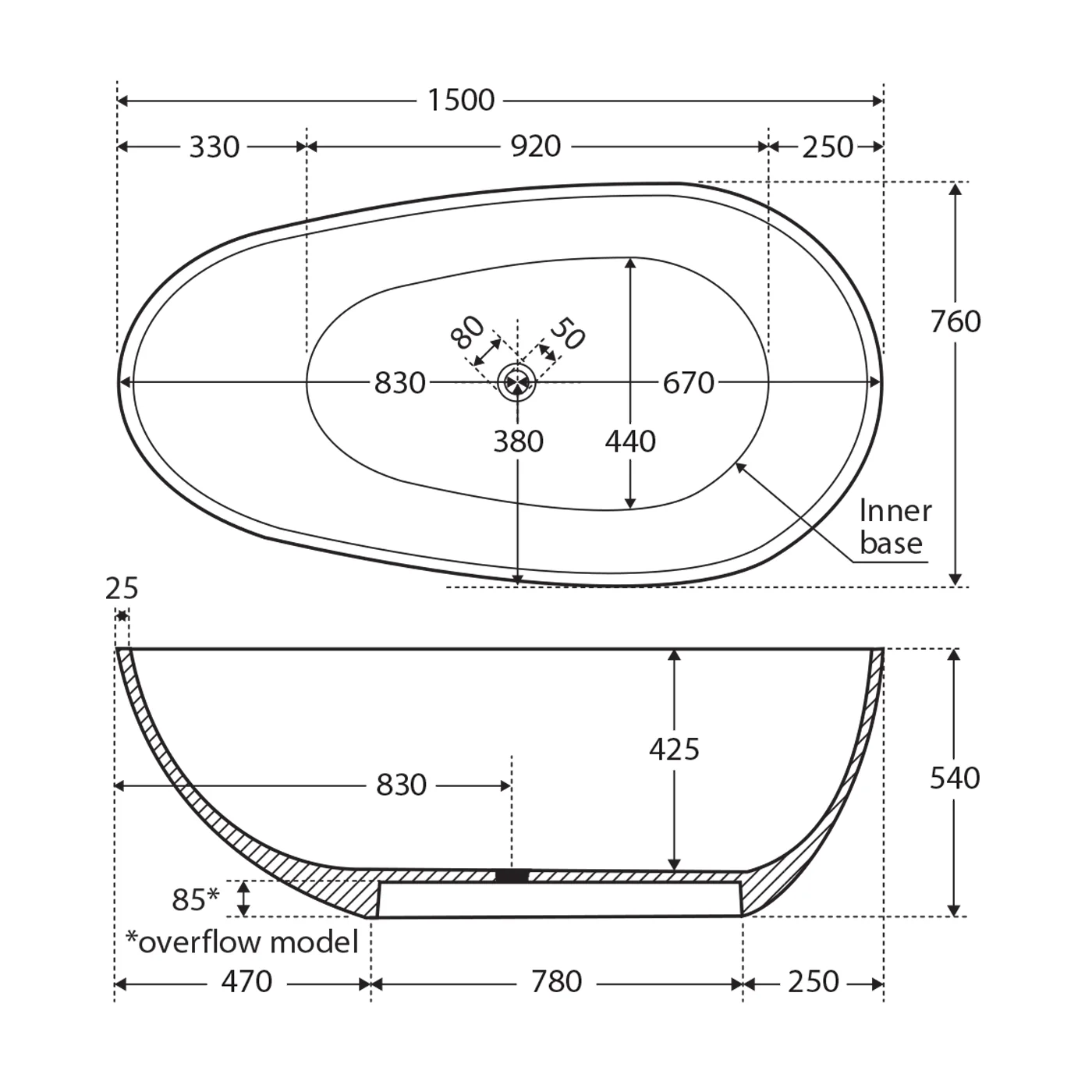 Bahama Freestanding Cast Stone Bathtub - Image 4