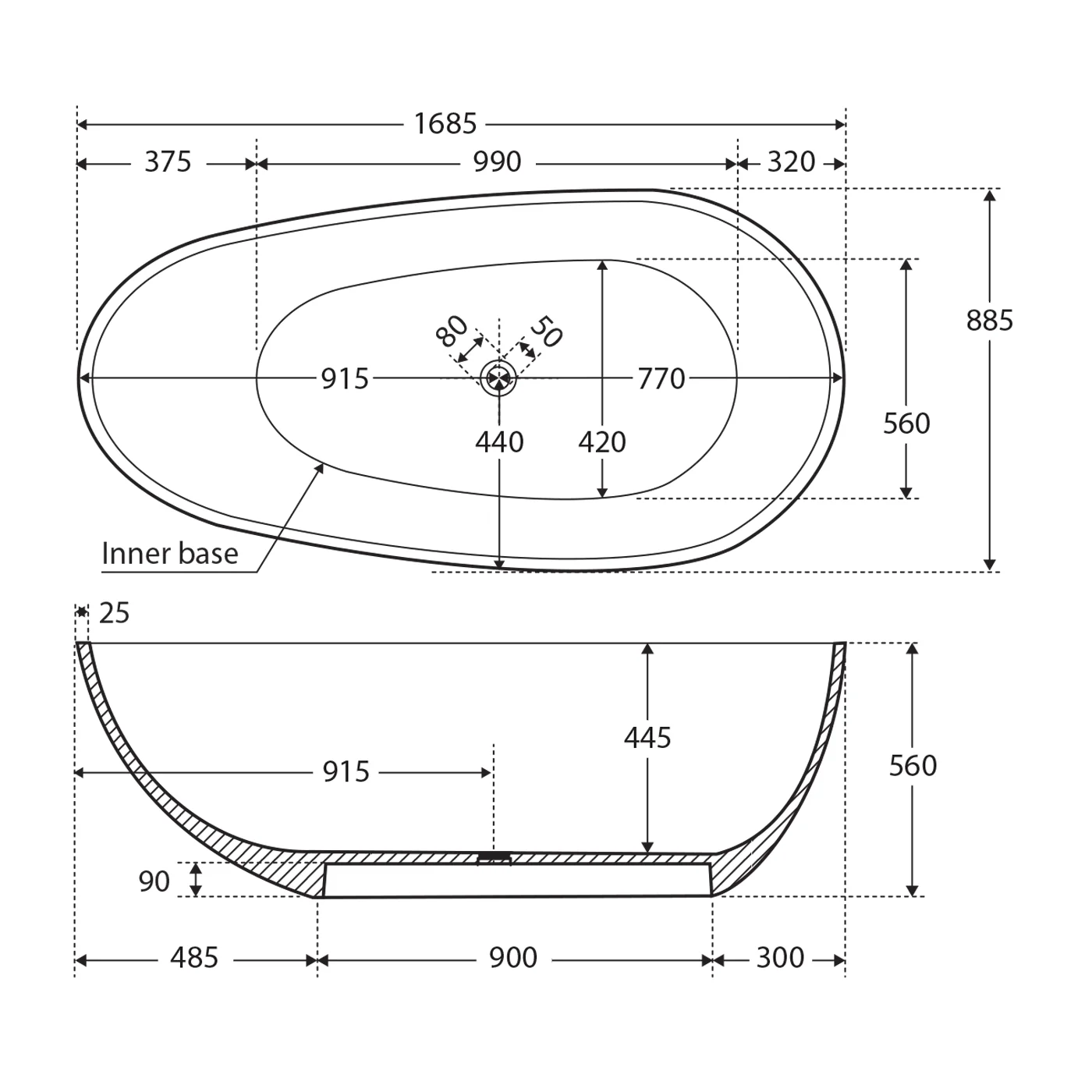 Bahama Freestanding Cast Stone Bathtub - Image 5
