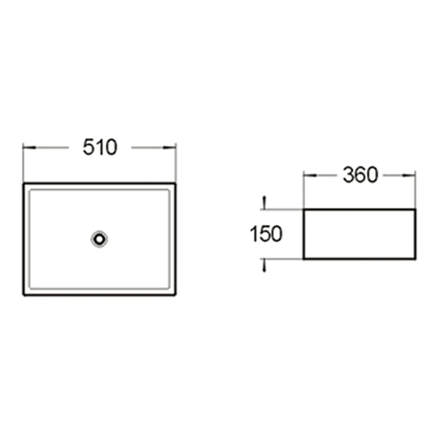 Beau Rectangular Above Counter Overflow Basin 510mm - Image 2
