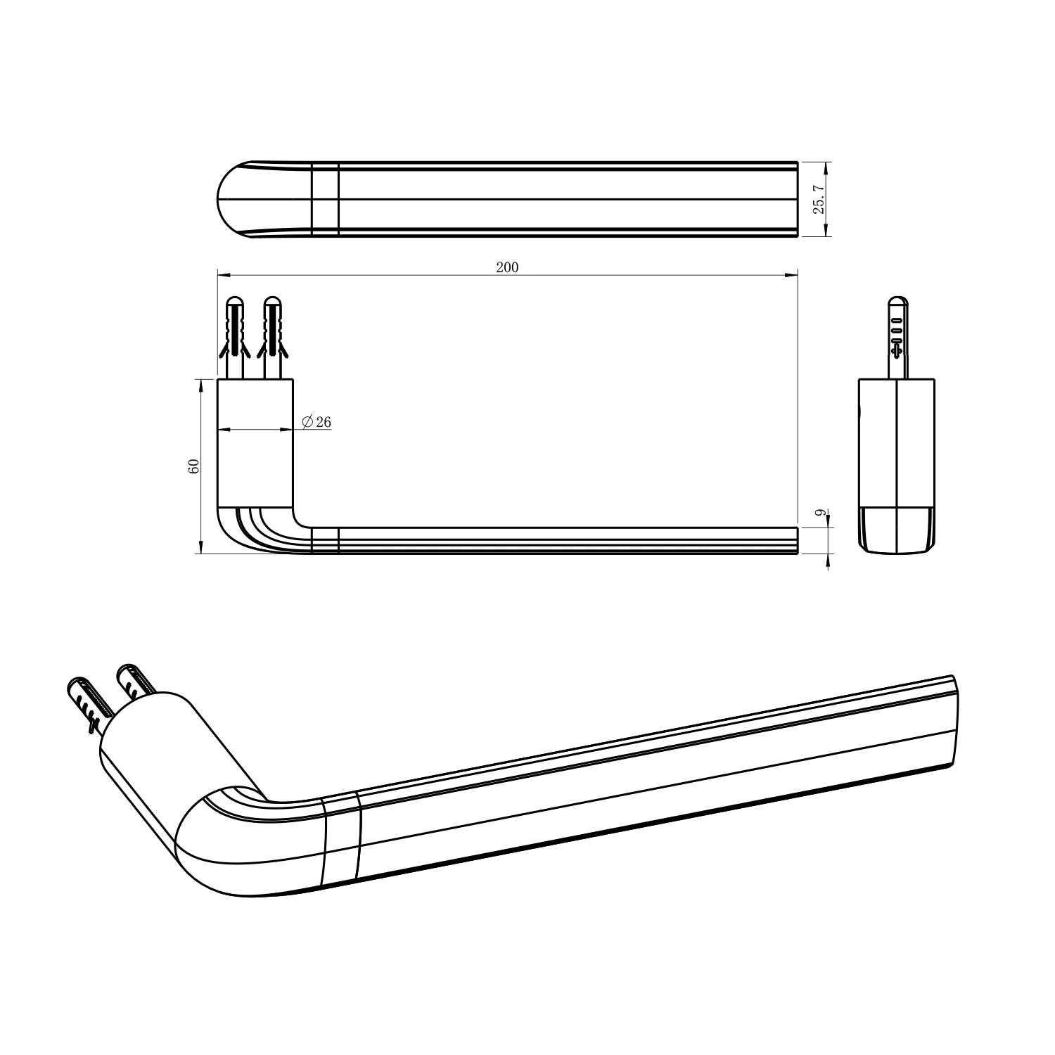 Berlin Hand Towel Holder 200mm - Image 7