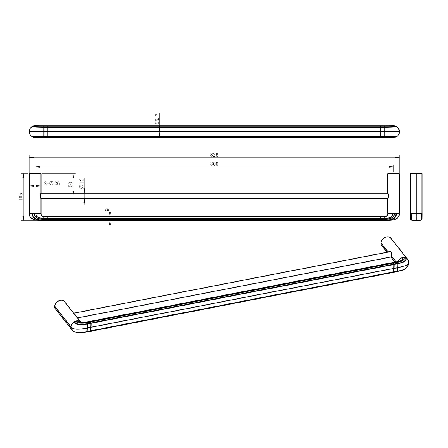 Berlin Round Double Towel Rail - Image 8