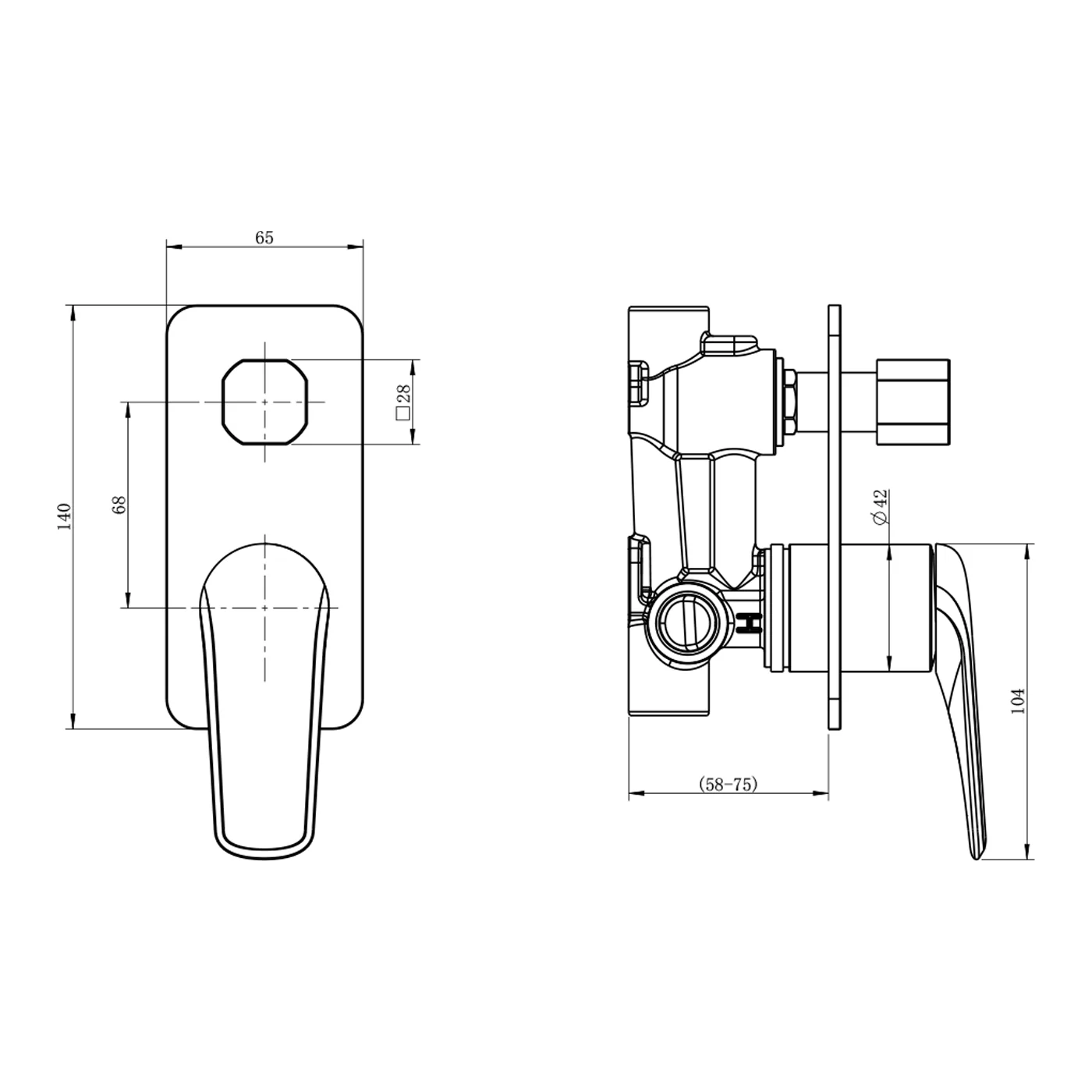 Berlin Square Diverter Wall Mixer - Image 7