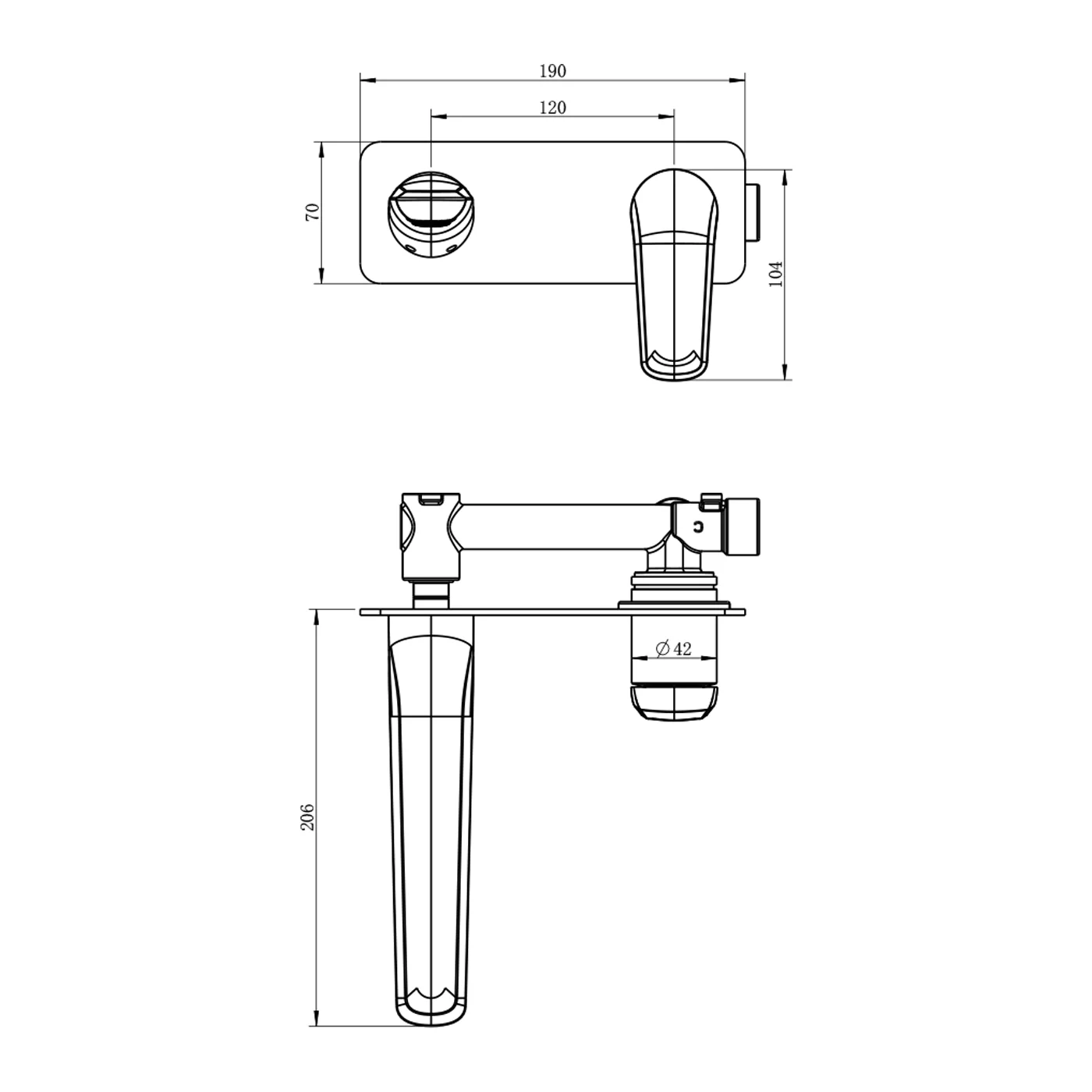 Berlin Square Wall Mixer and Spout Set - Image 7