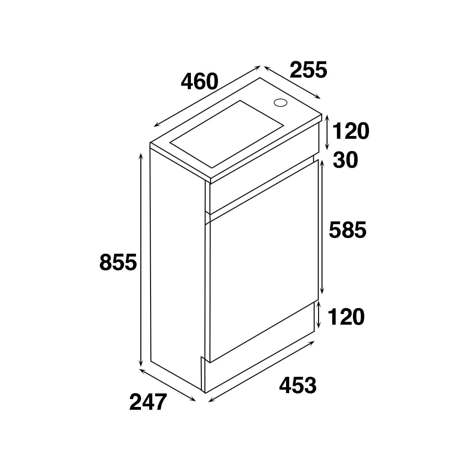 Blair Floor Mounted Compact Vanity 460mm - Image 3