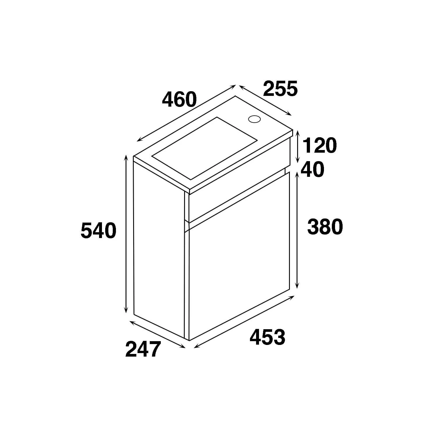 Blair Wall Hung Compact Vanity 460mm - Image 3