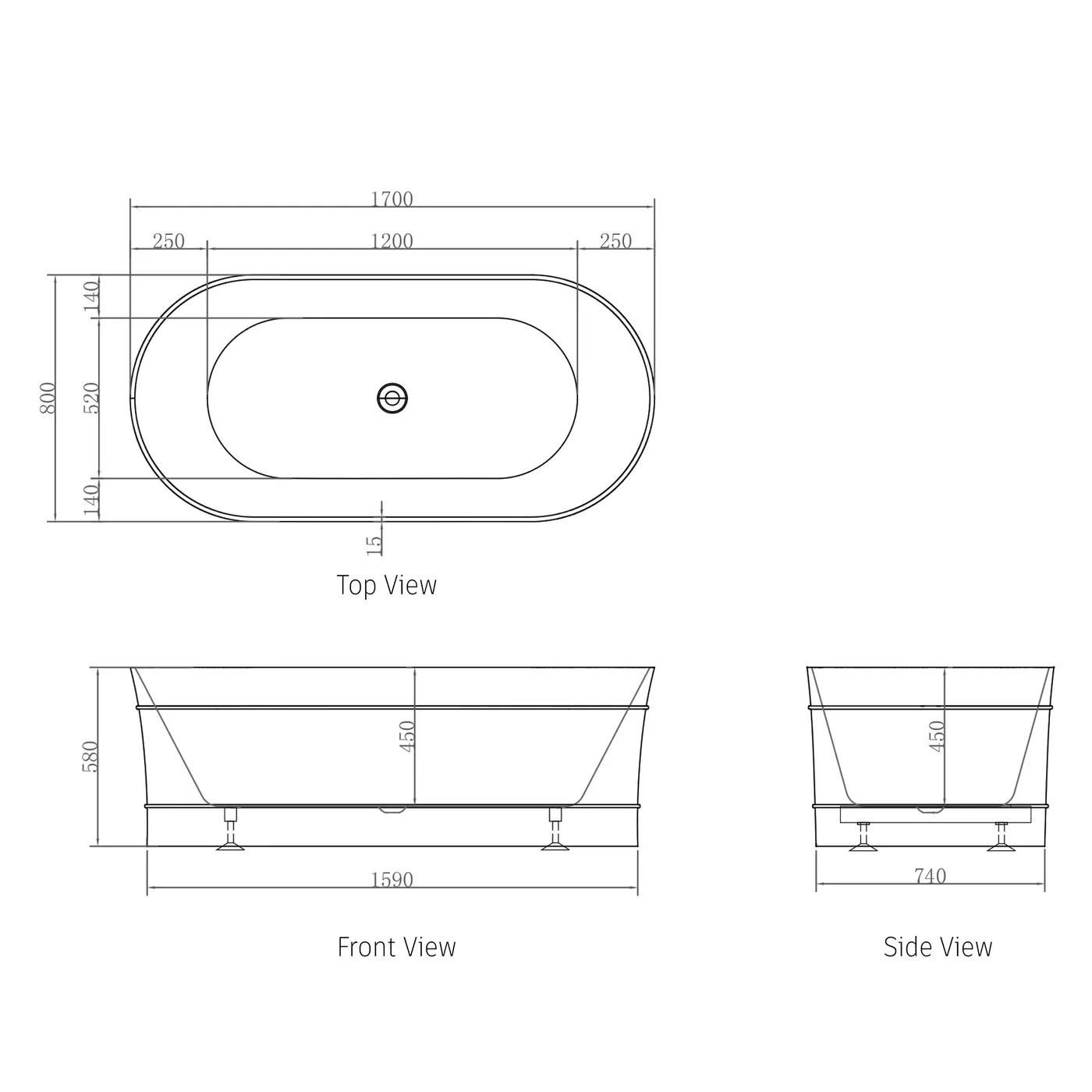 Bondi Hamptons Freestanding Oval Bathtub - Image 4