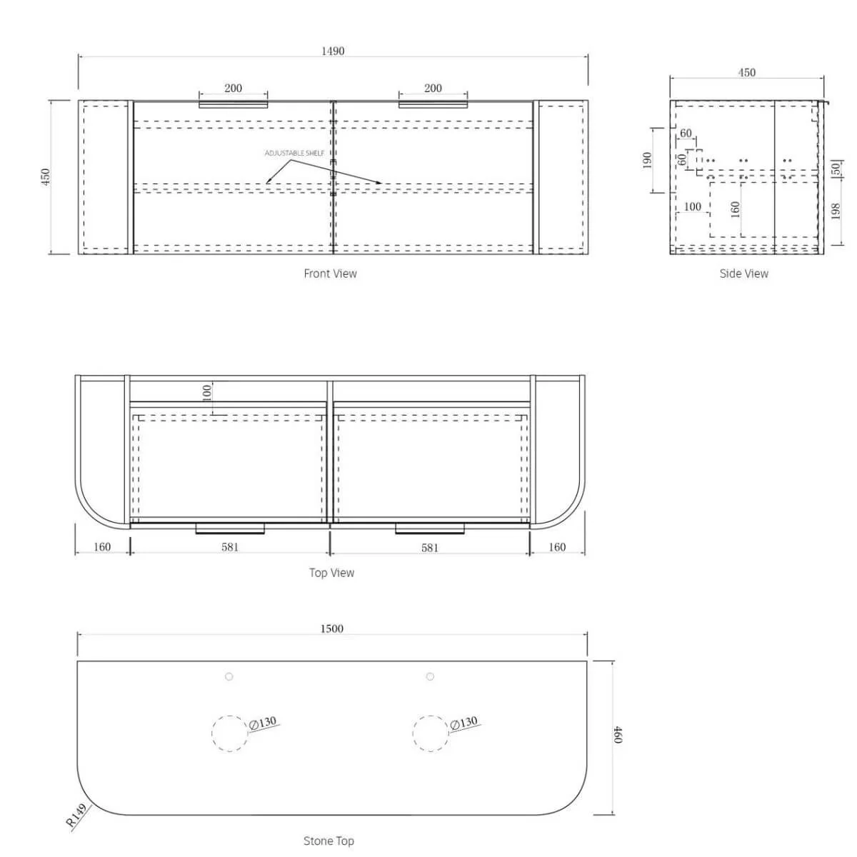 Bondi Fluted Matte White Curved Wall Hung Vanity - Image 12