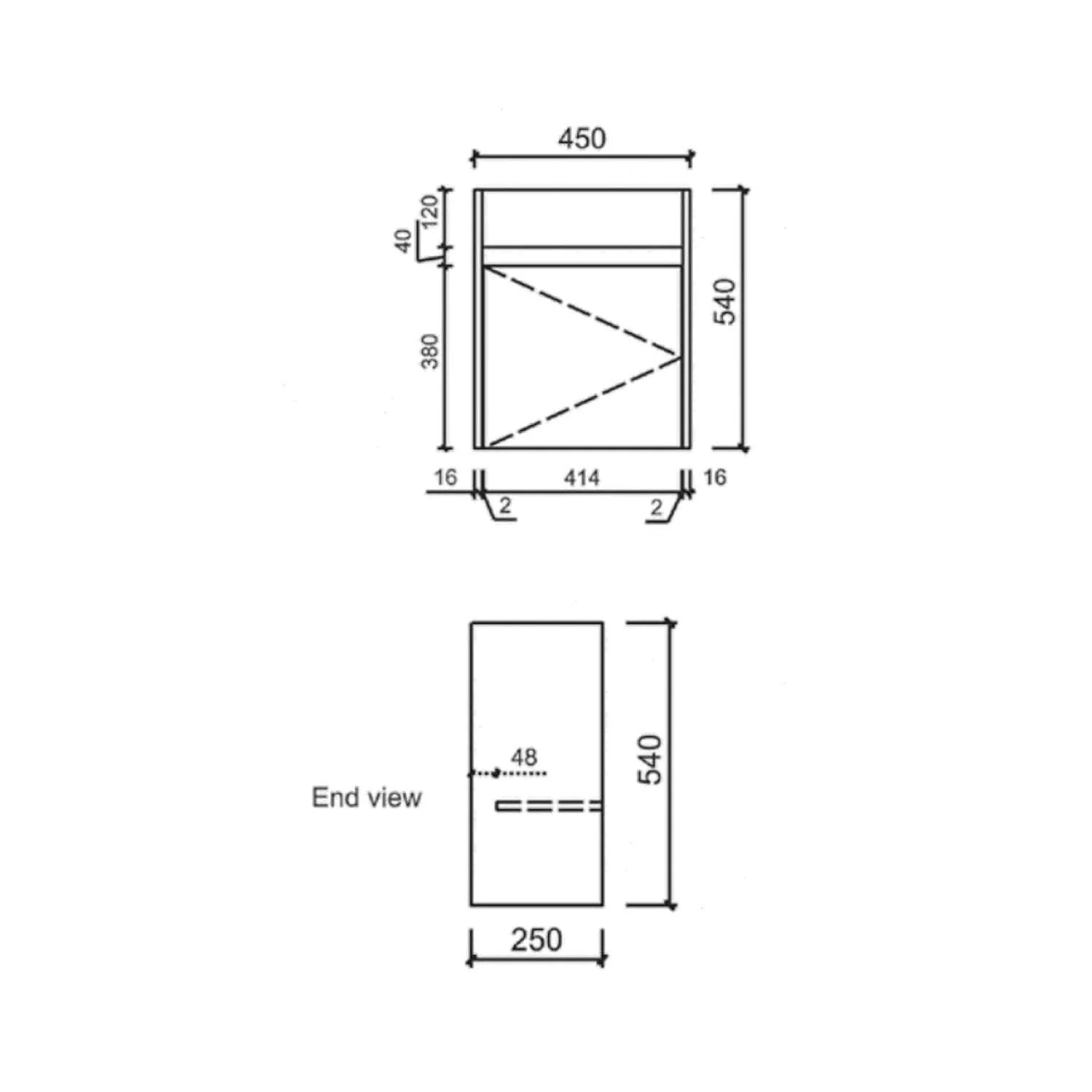Brant Wall Hung Compact Vanity 450mm - Image 3