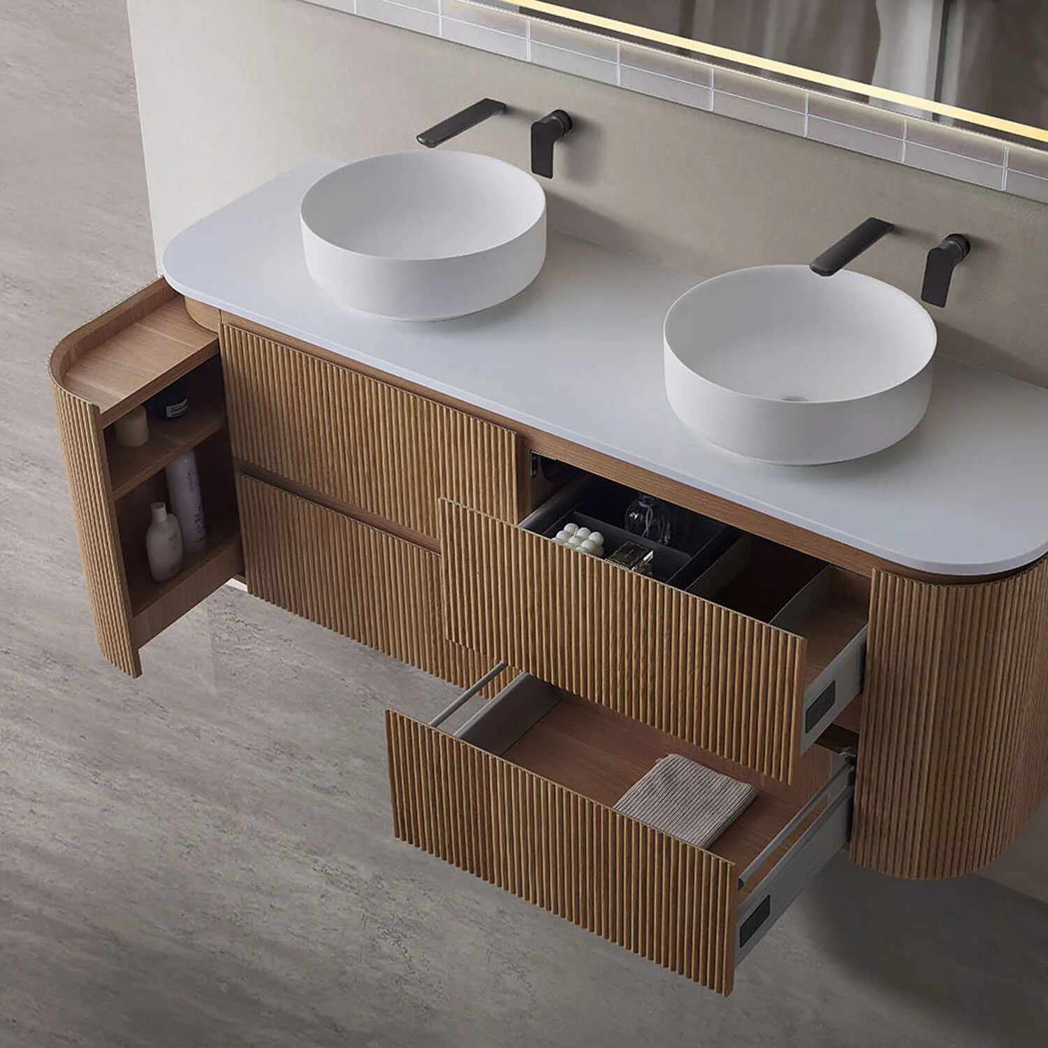 Bristol Curved Fluted Wall Hung Vanity - Image 9