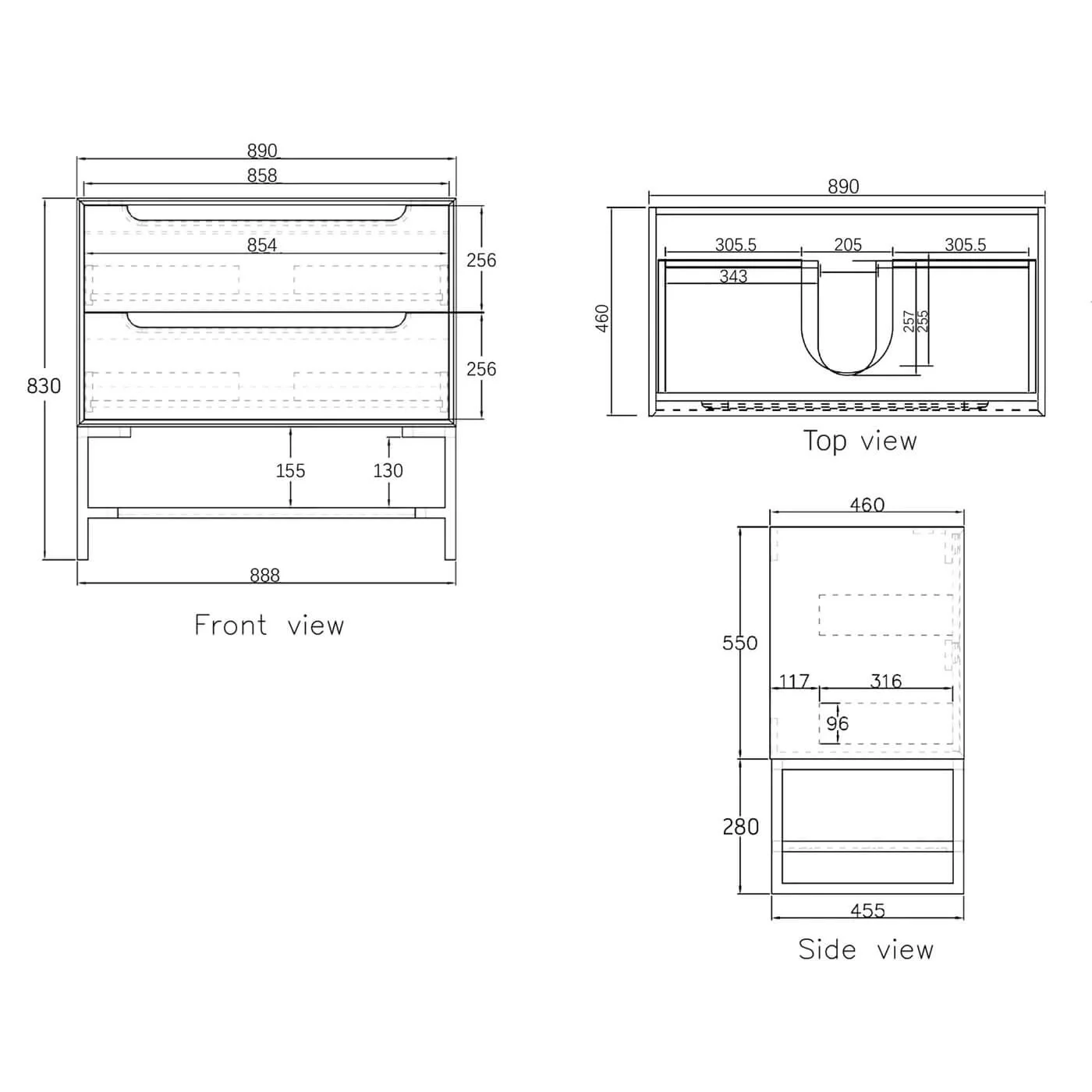 Byron Black Oak Soft Close Wall Hung Vanity - Image 10