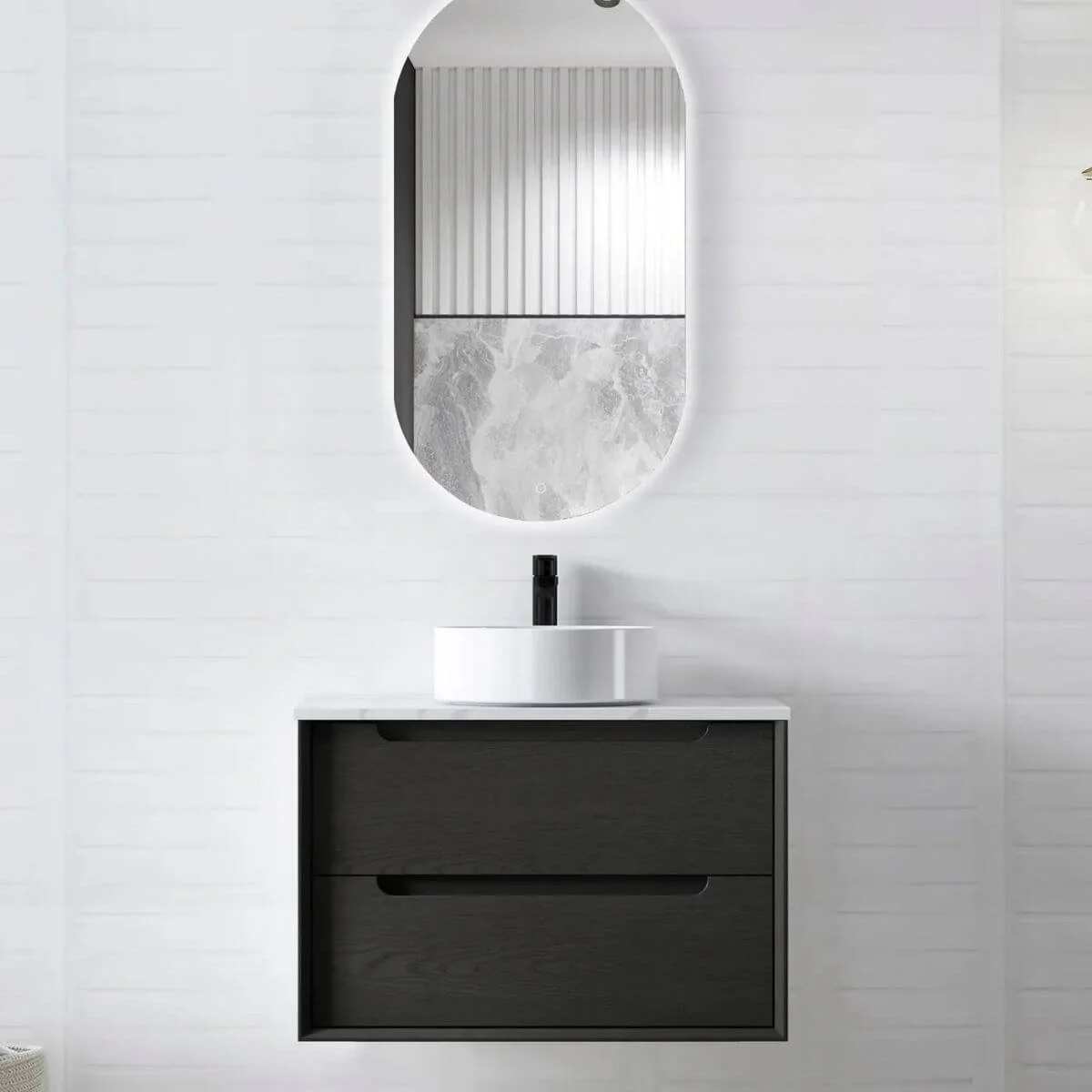 Byron Black Oak Soft Close Wall Hung Vanity - Image 3