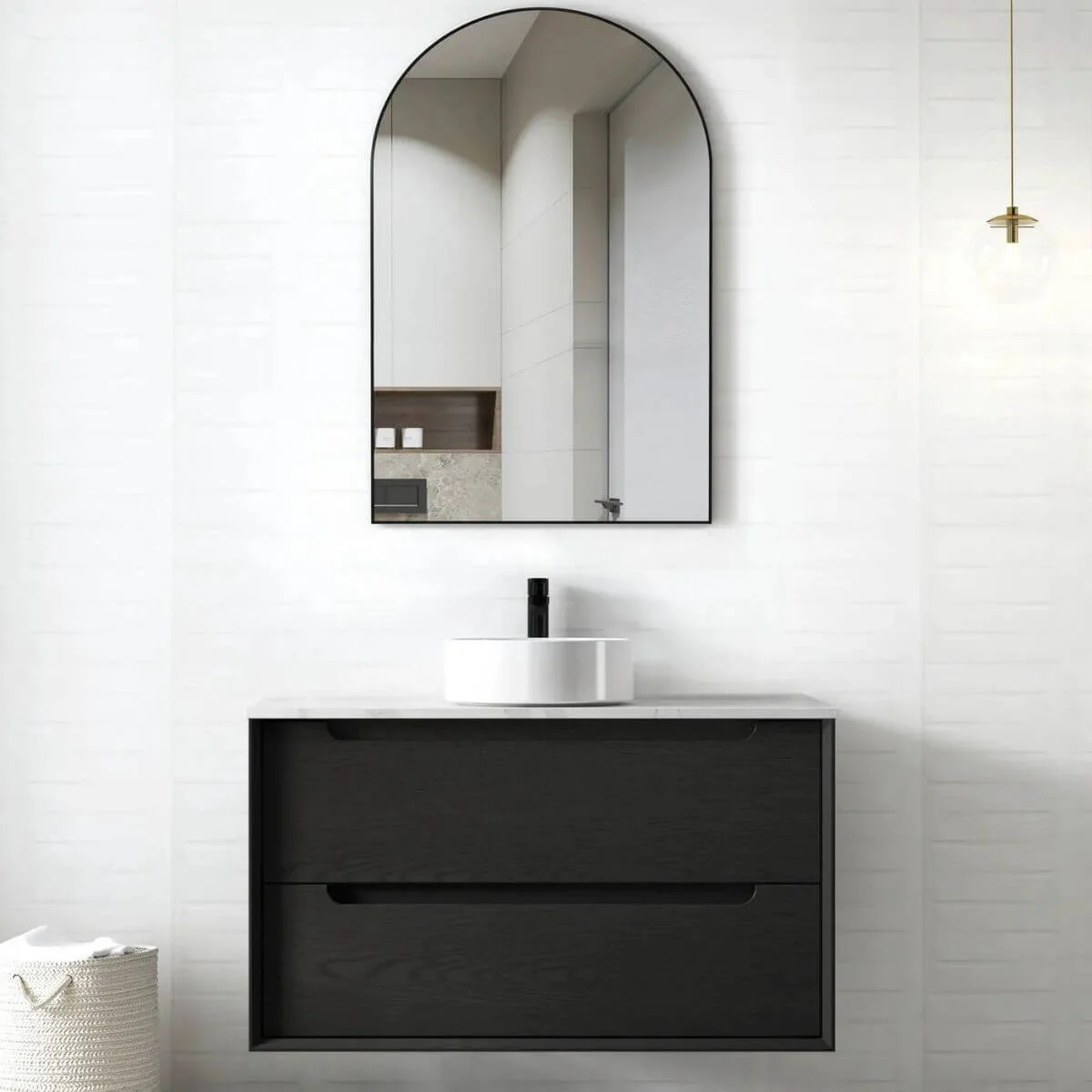 Byron Black Oak Soft Close Wall Hung Vanity - Image 4