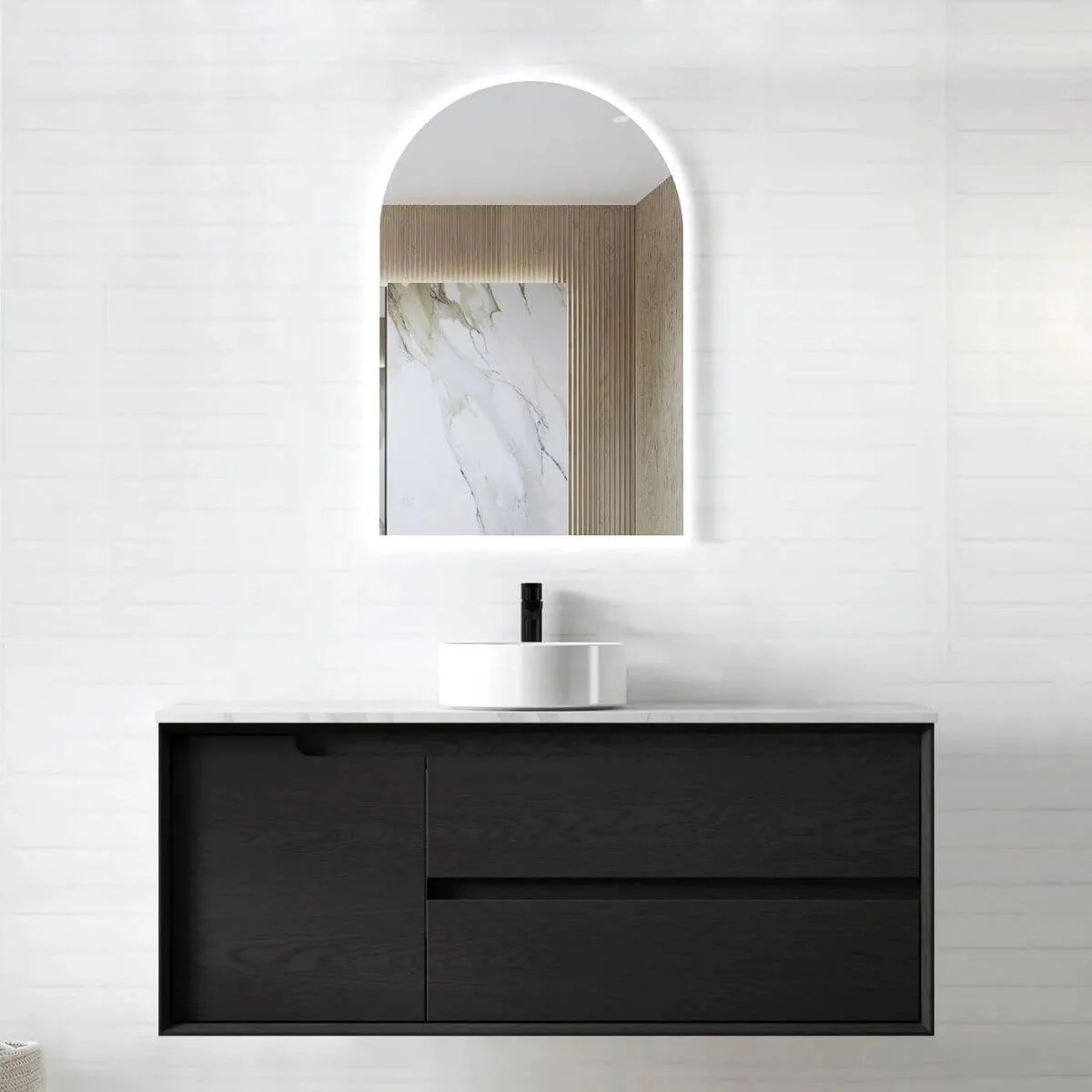 Byron Black Oak Soft Close Wall Hung Vanity - Image 5