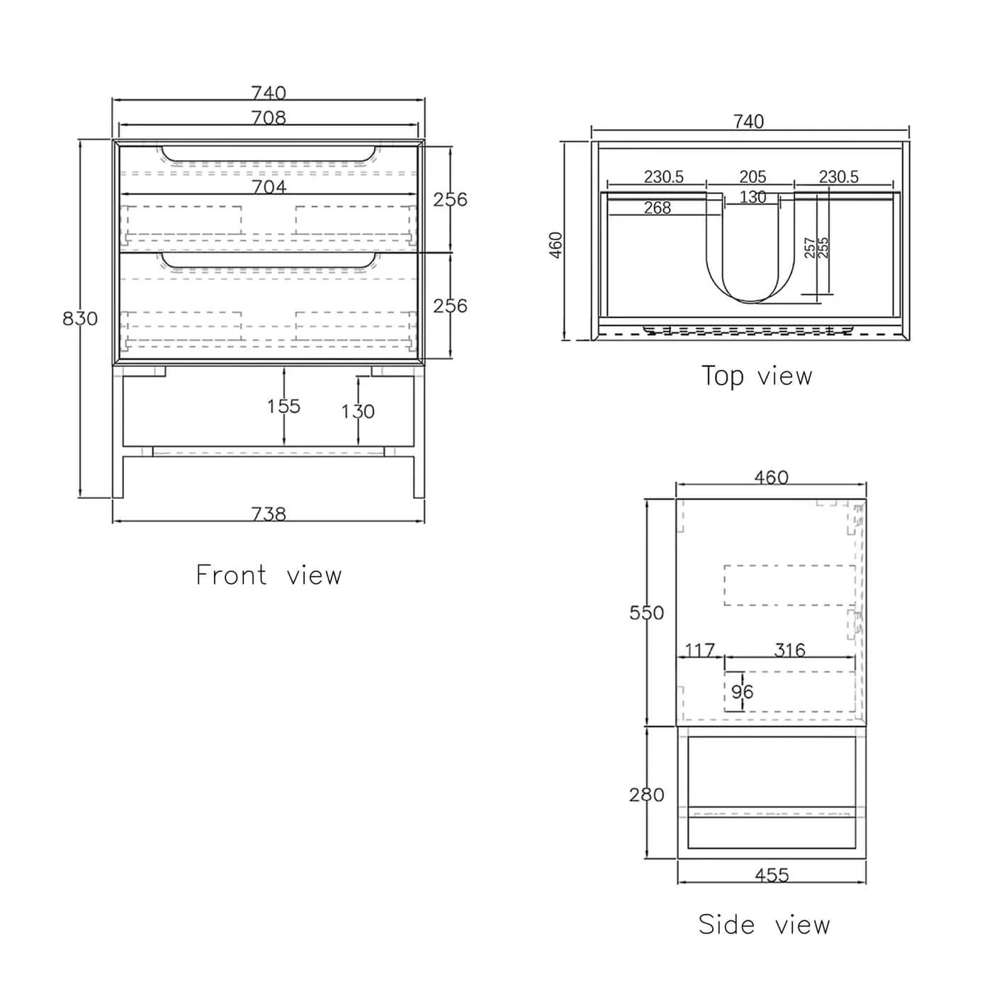 Byron Black Oak Soft Close Wall Hung Vanity - Image 9