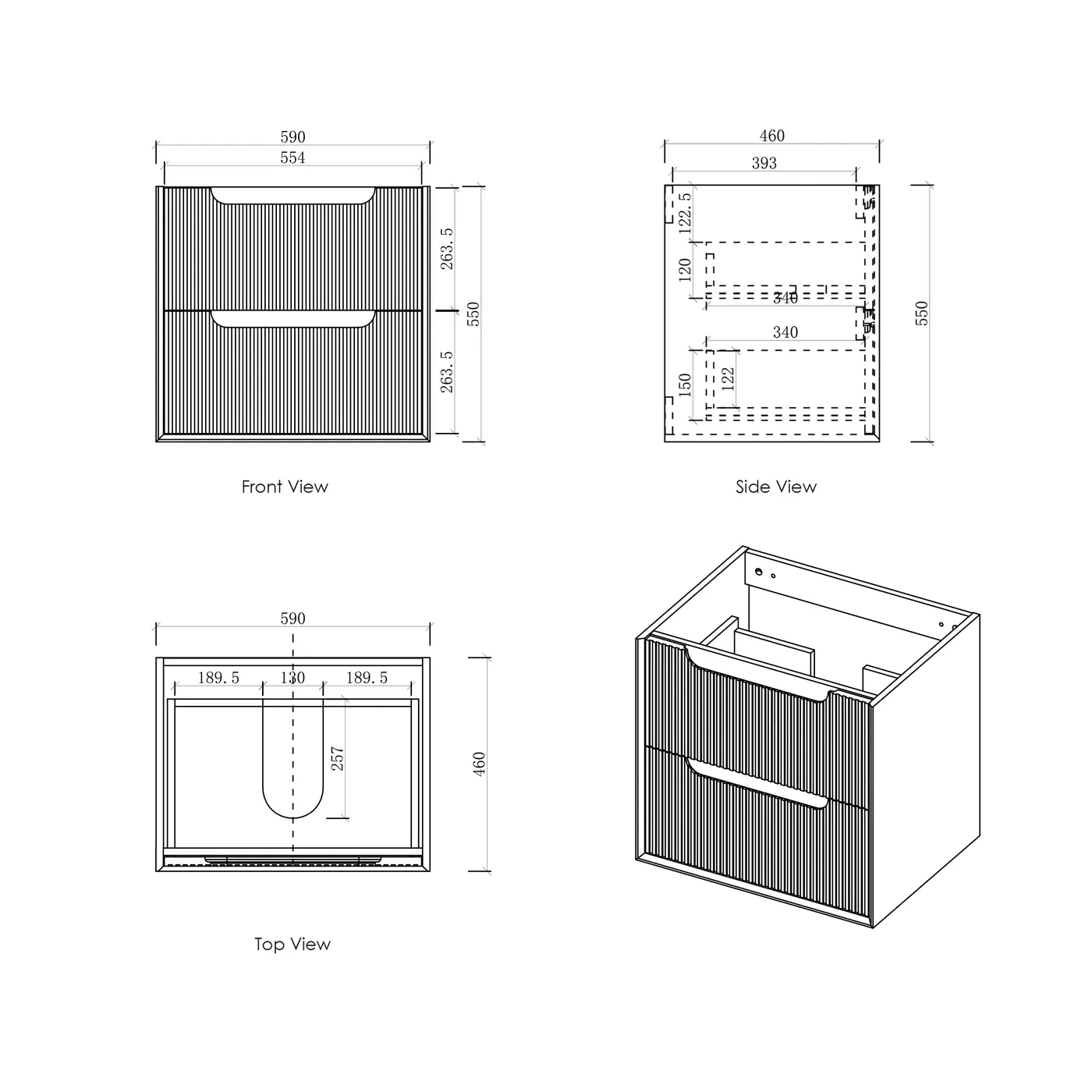 Byron Fluted Oak Wall Hung Vanity - Image 10