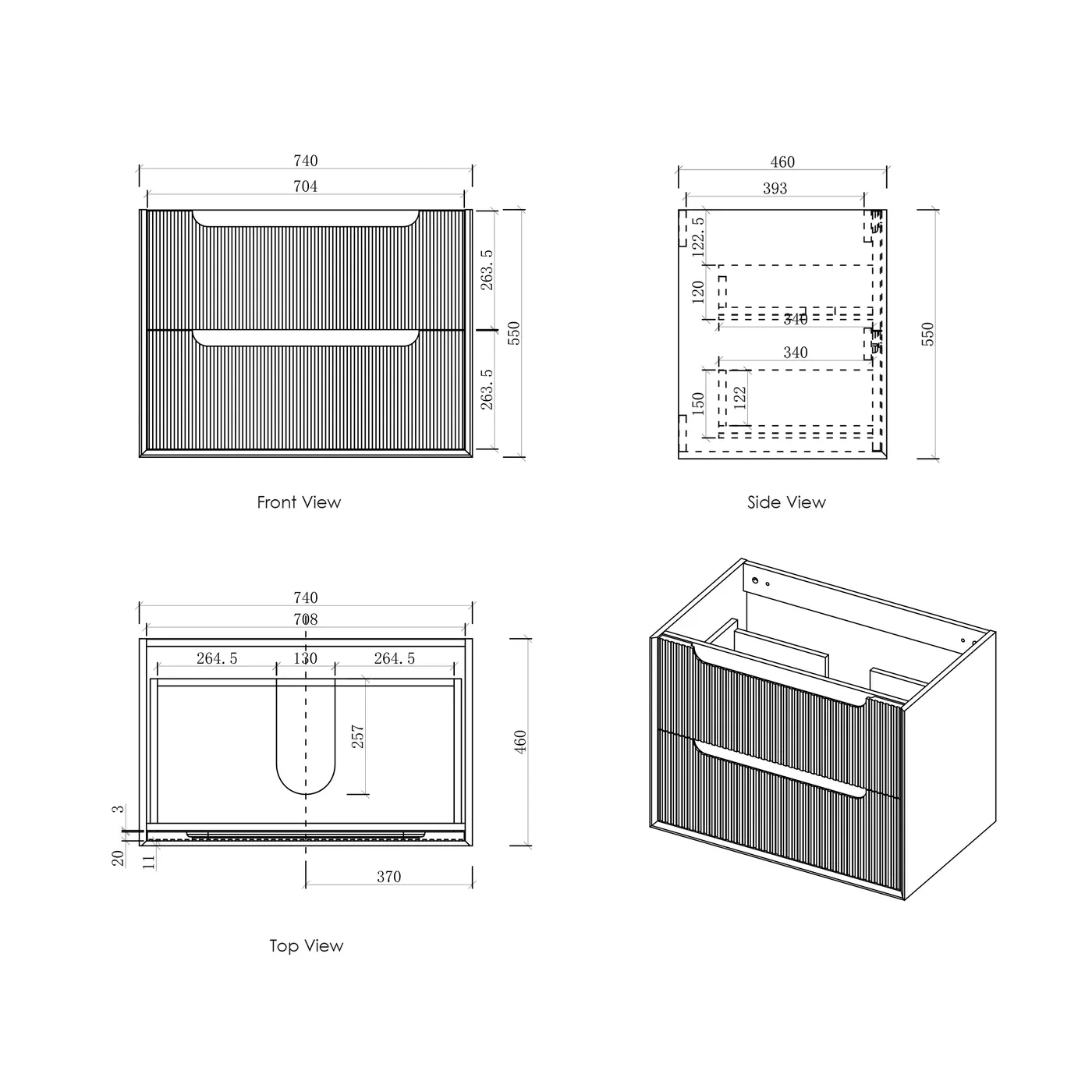 Byron Fluted Oak Wall Hung Vanity - Image 11