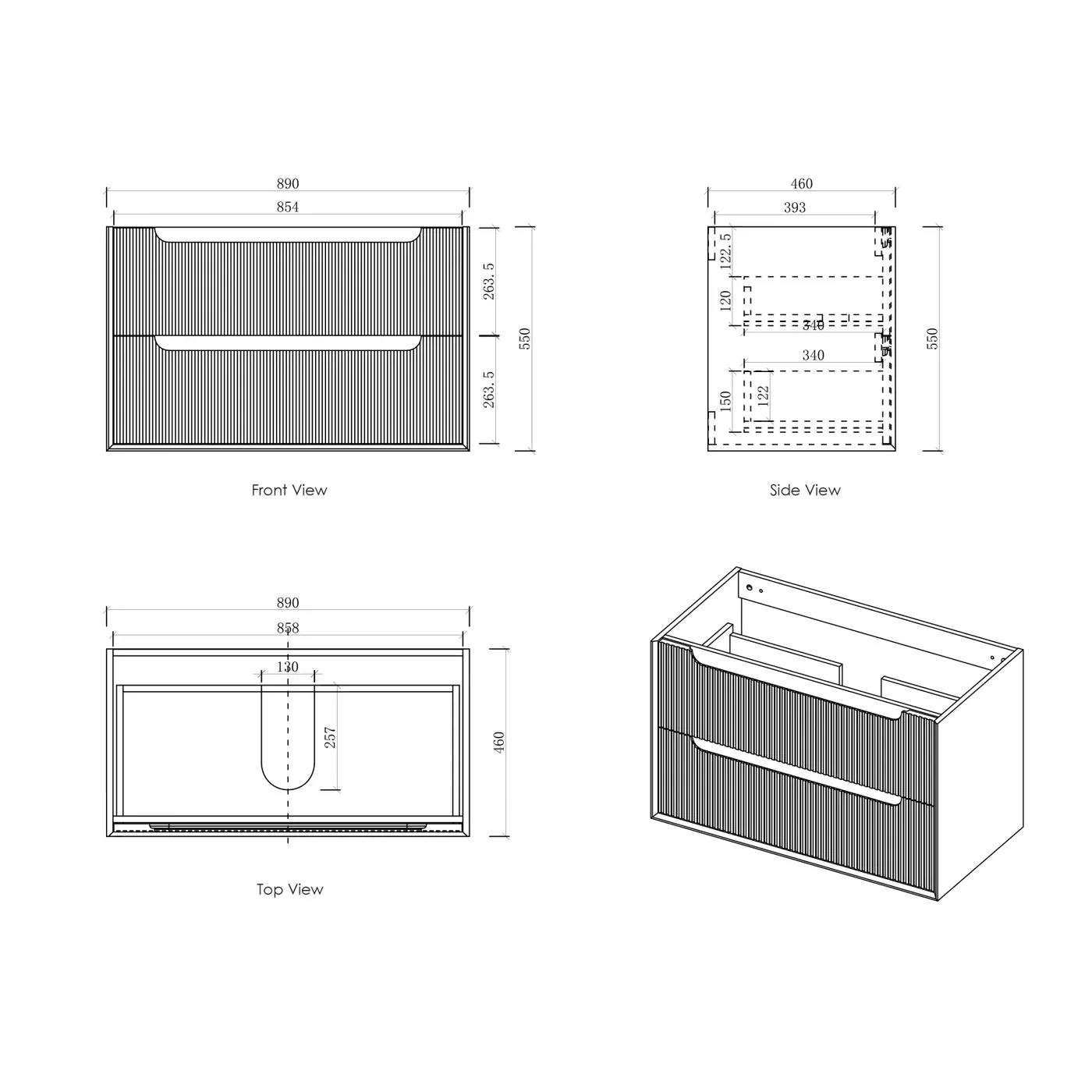 Byron Fluted Oak Wall Hung Vanity - Image 12