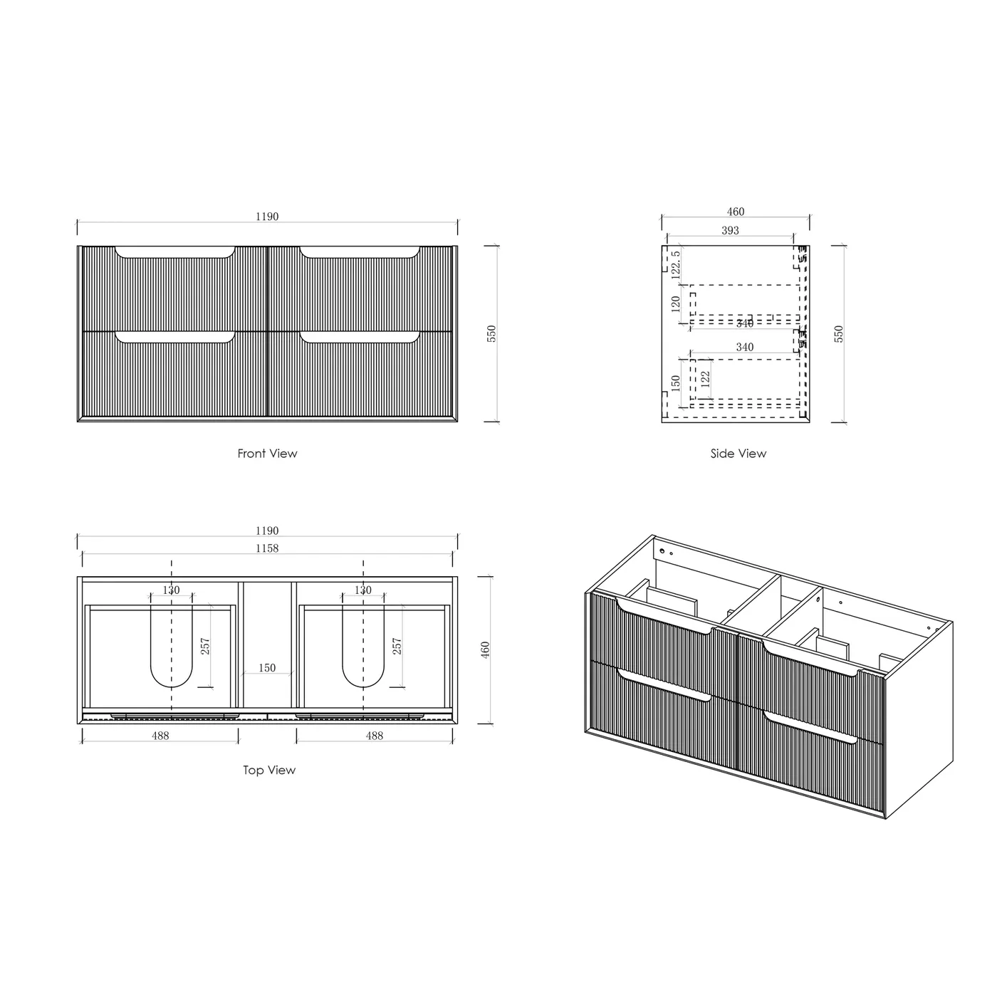 Byron Fluted Oak Wall Hung Vanity - Image 14