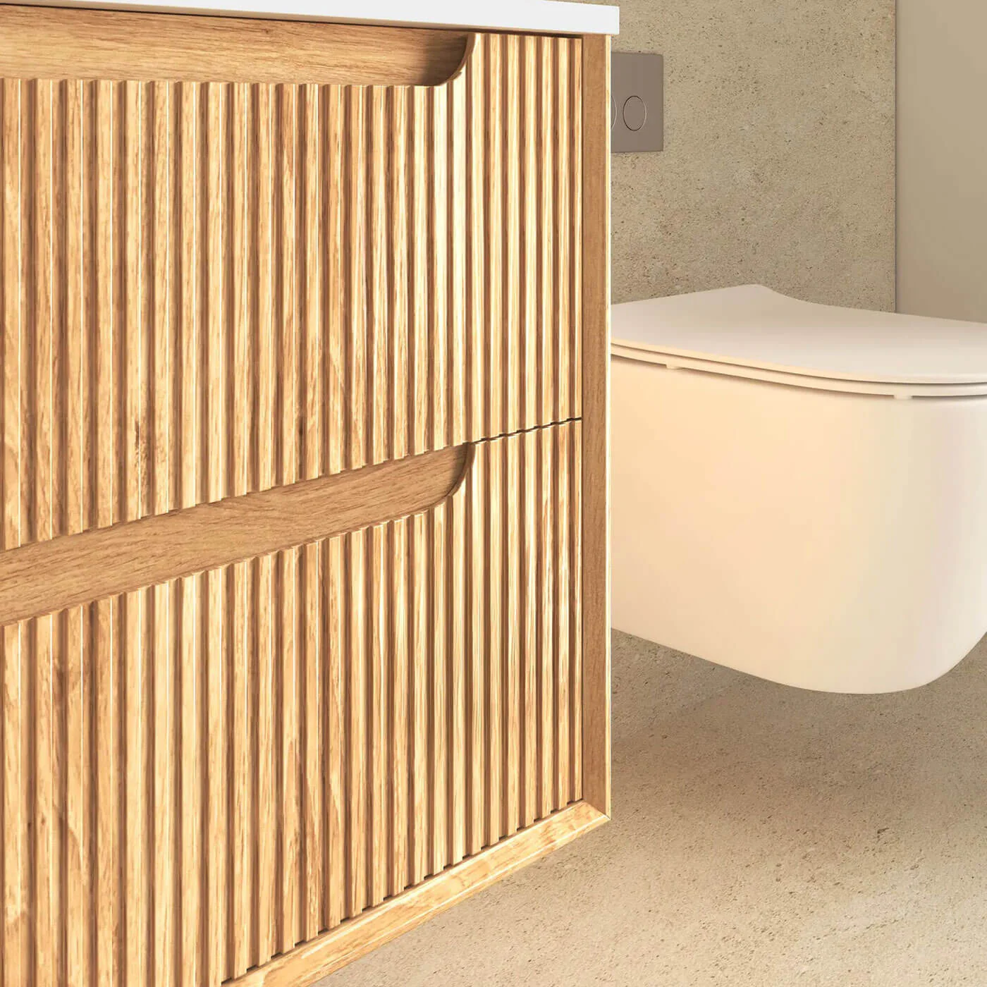 Byron Fluted Oak Wall Hung Vanity - Image 8