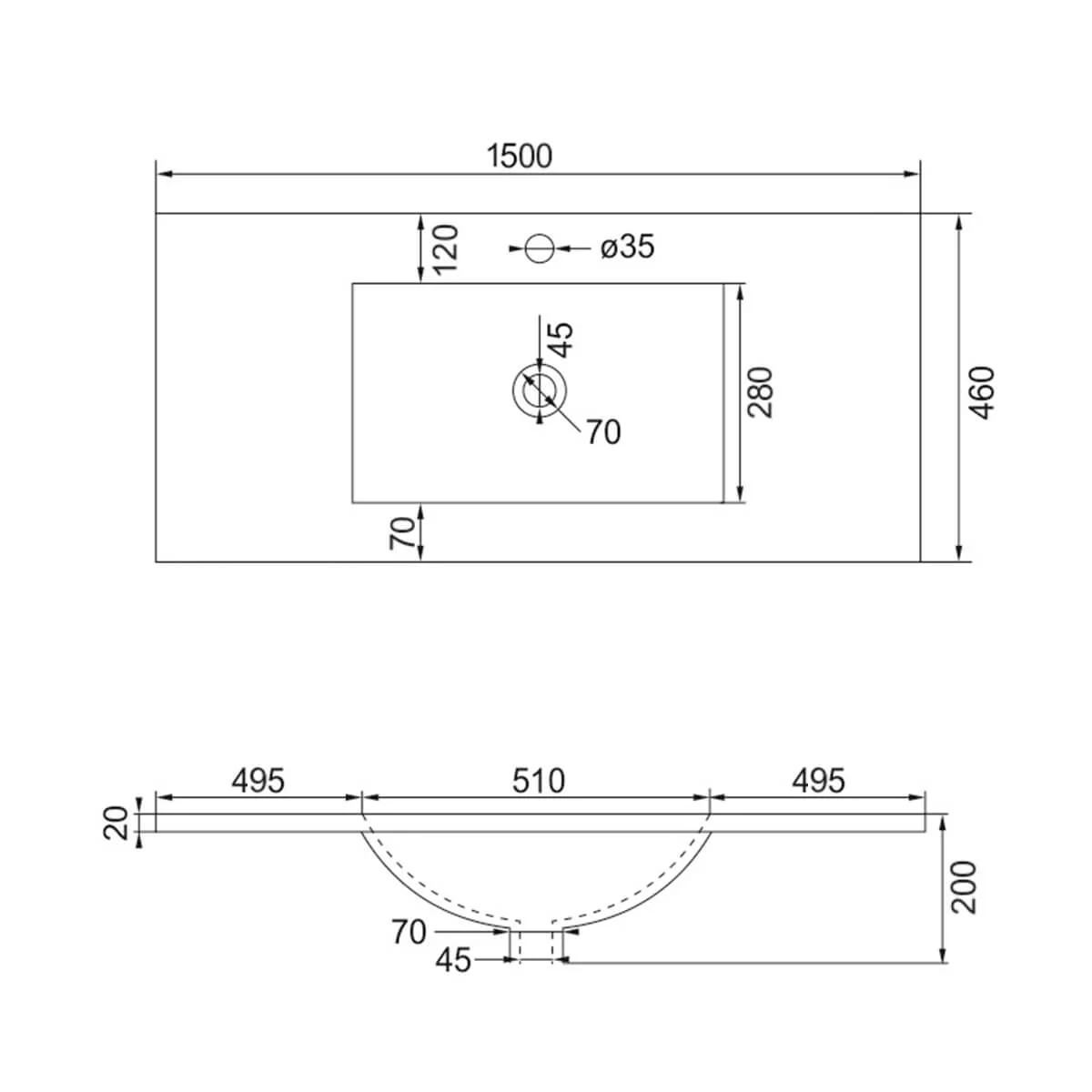 Ceramic Vanity Benchtop 460mm Sink - Image 12