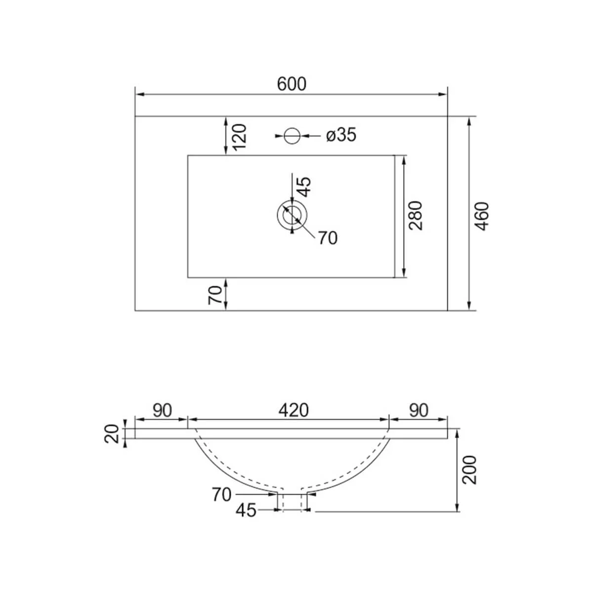 Ceramic Vanity Benchtop 460mm Sink - Image 7
