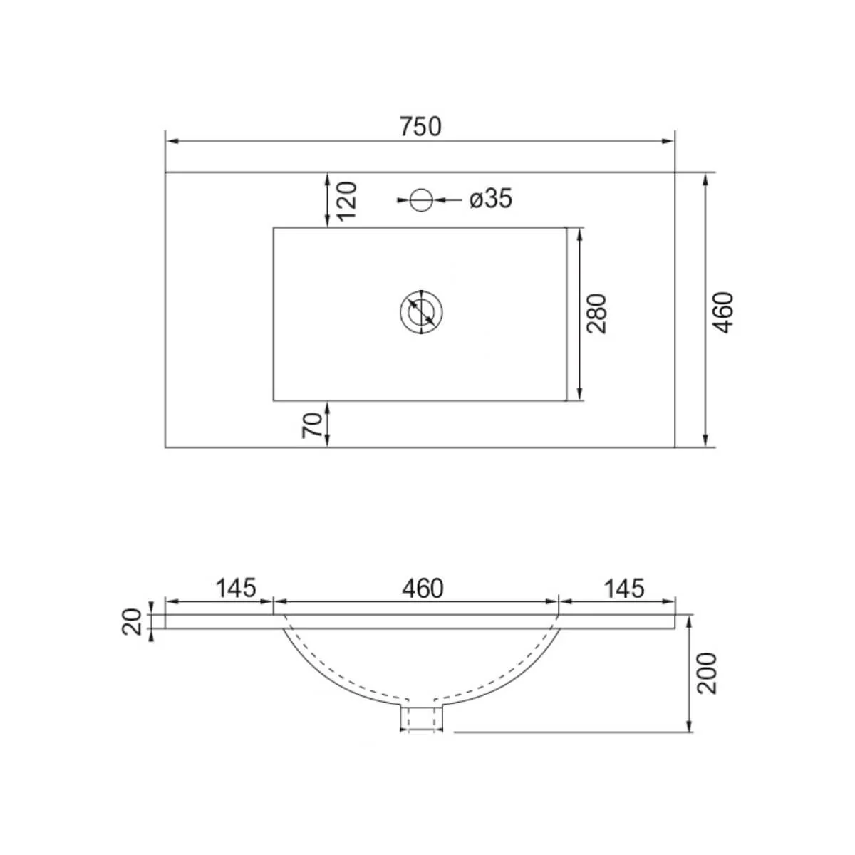 Ceramic Vanity Benchtop 460mm Sink - Image 8