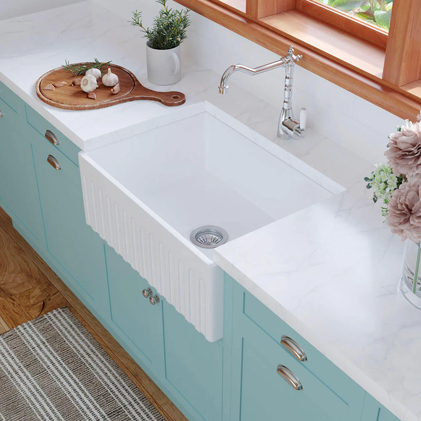Charlton Single Butler Farmhouse Sink 675x475x250mm - Image 3