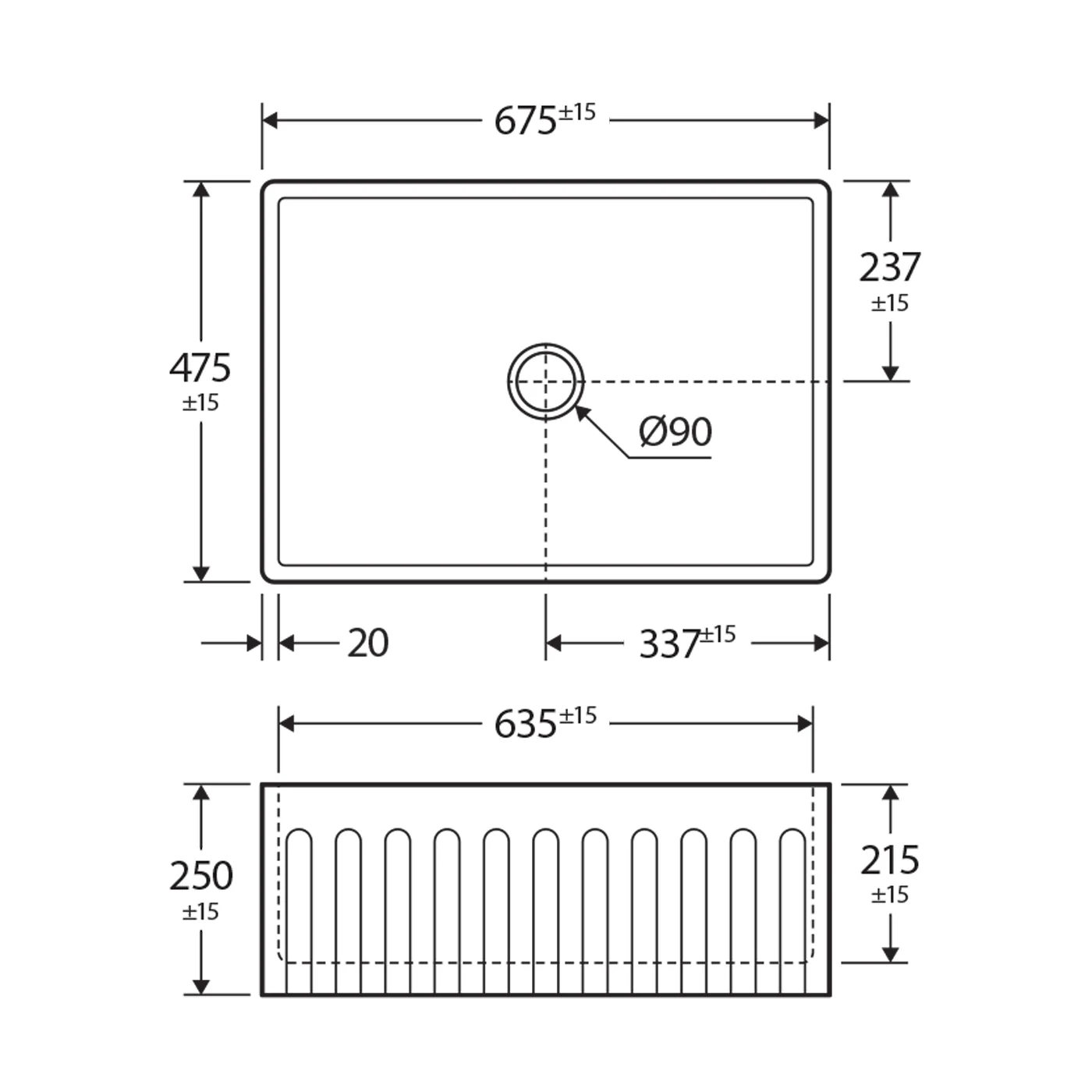 Charlton Single Butler Farmhouse Sink 675x475x250mm - Image 4