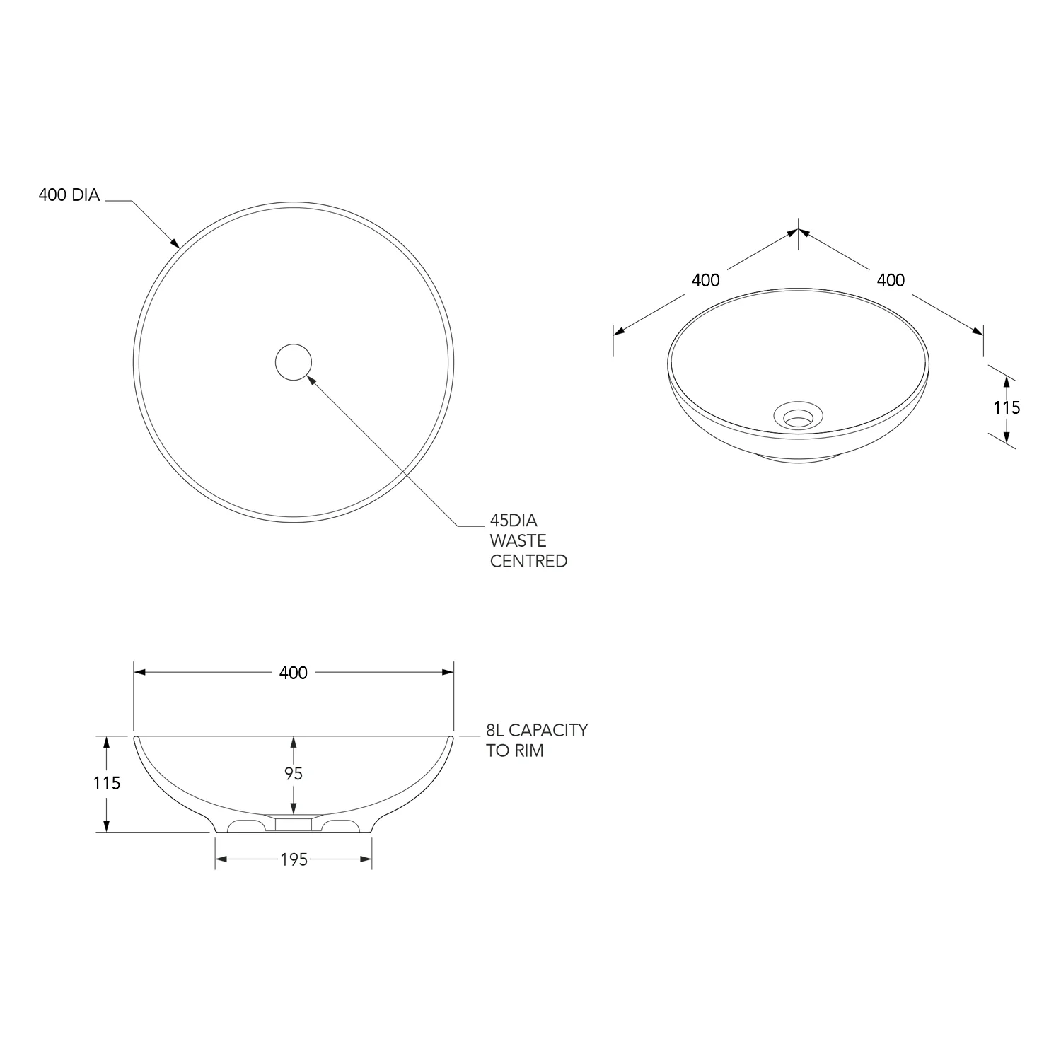 Circuit Round Ceramic Basin 400mm - Image 4